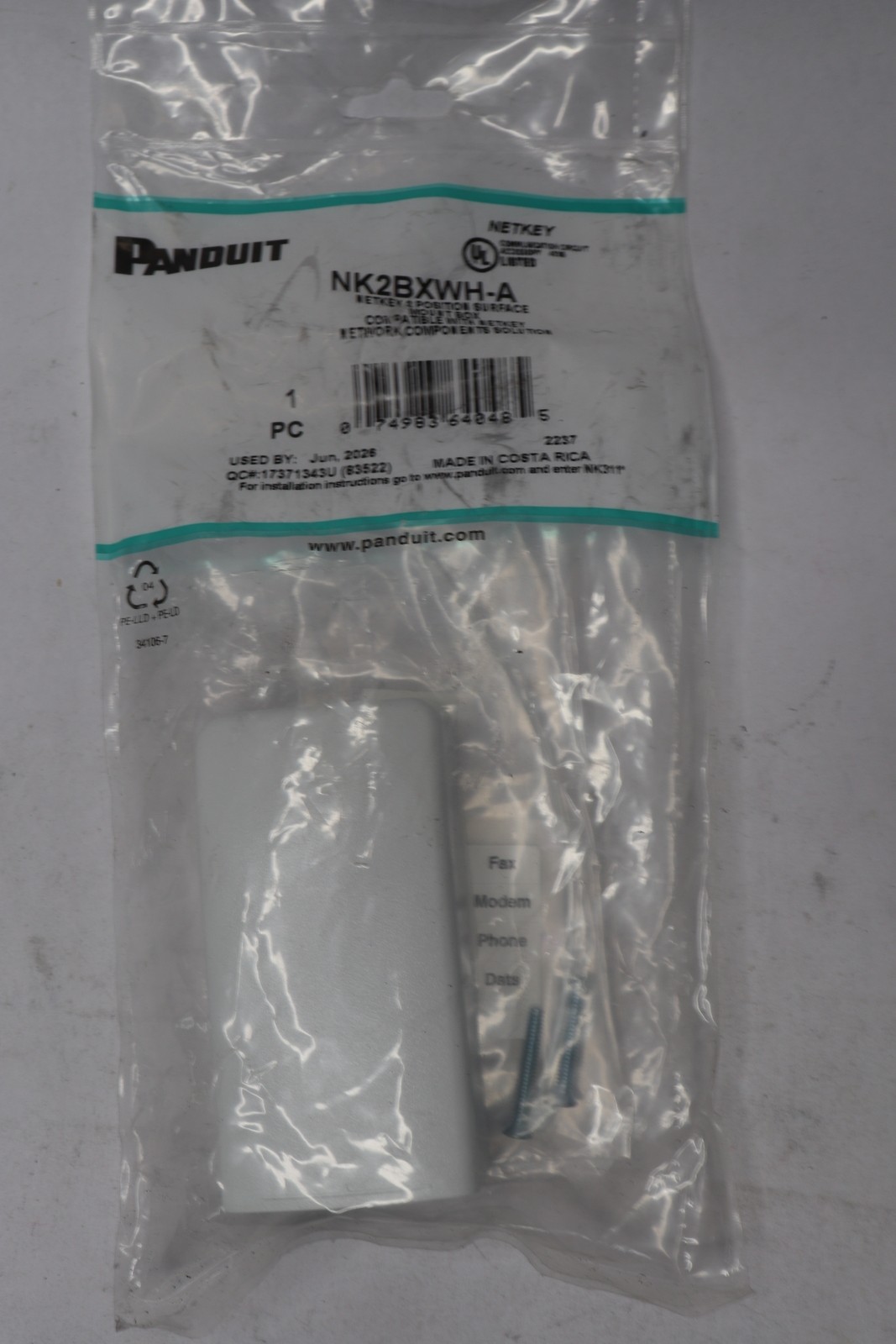 Panduit 2-Port Surface Mounting Box for LD3/LD5 Fitting White NK2BXWH-A