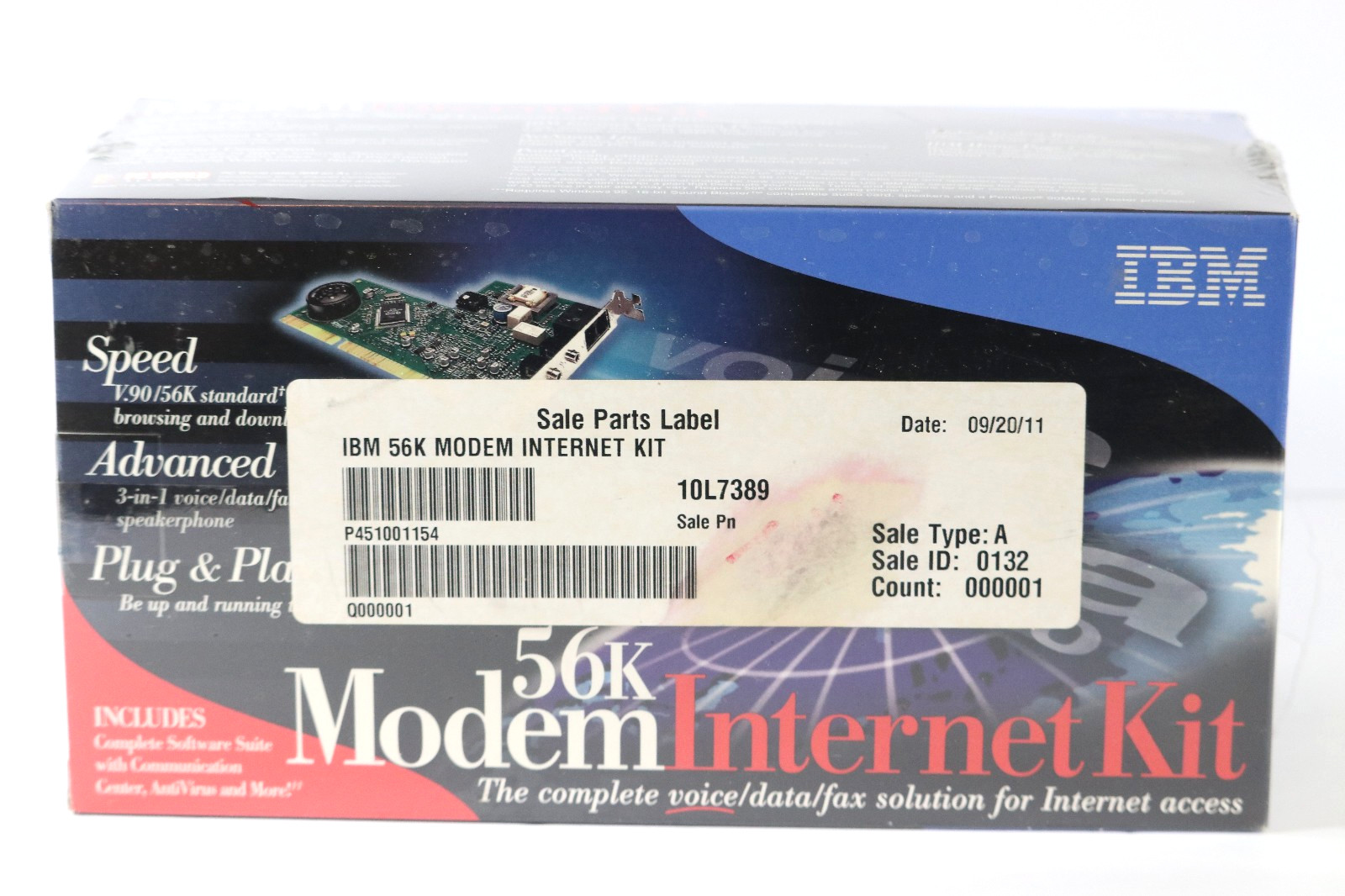 *NEW* IBM 56K Modem Internet Kit Voice Data Fax 10L7389 New Sealed Box
