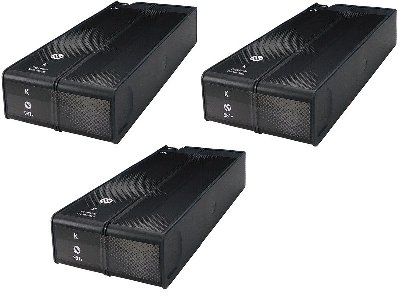 3 MOSTLY NEW Genuine HP 981Y 981YC Black Inkjets 90% 90% 75% Ink Remaining