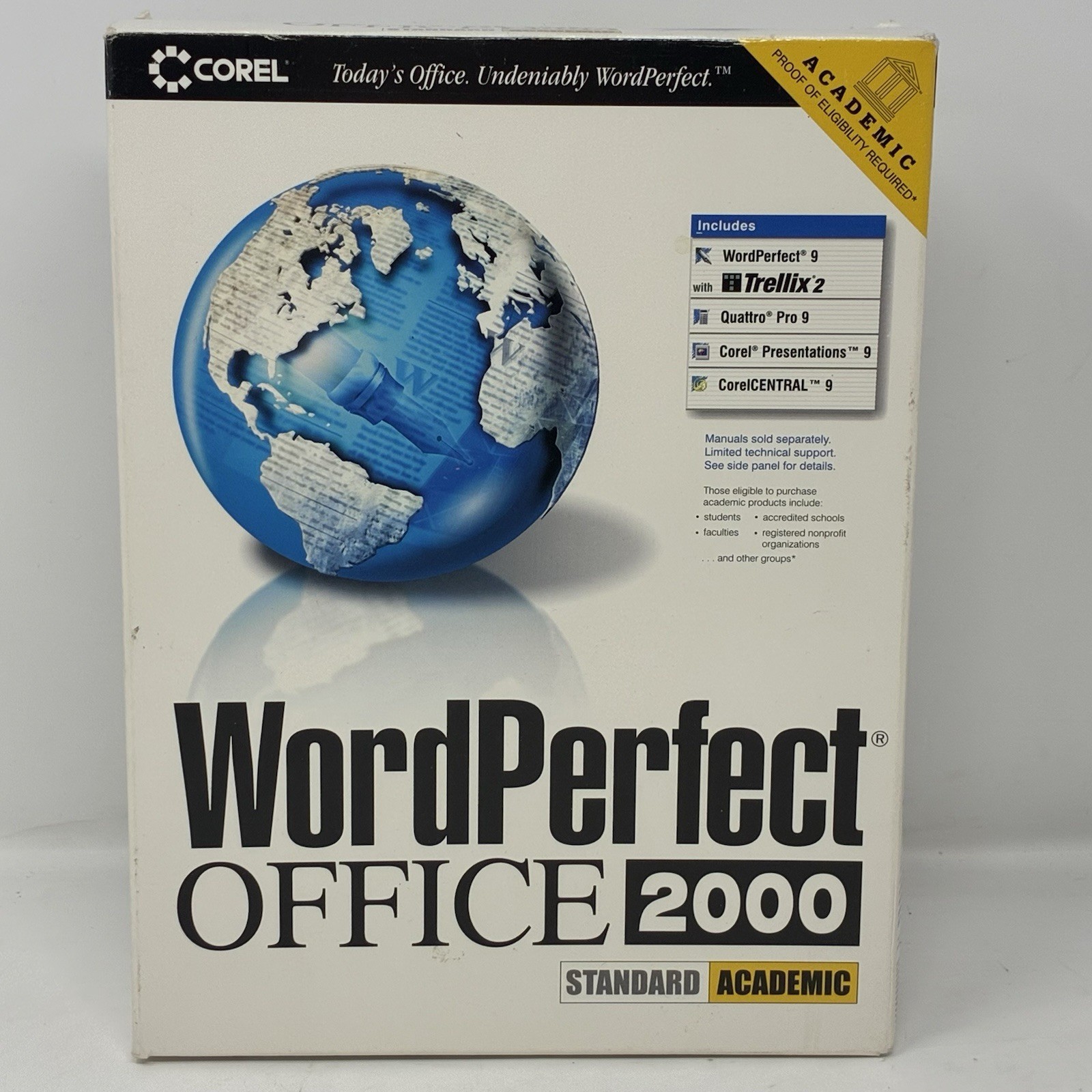 Word Perfect Office 2000 Standard Academic WordPerfect 2000 Retail Big Box
