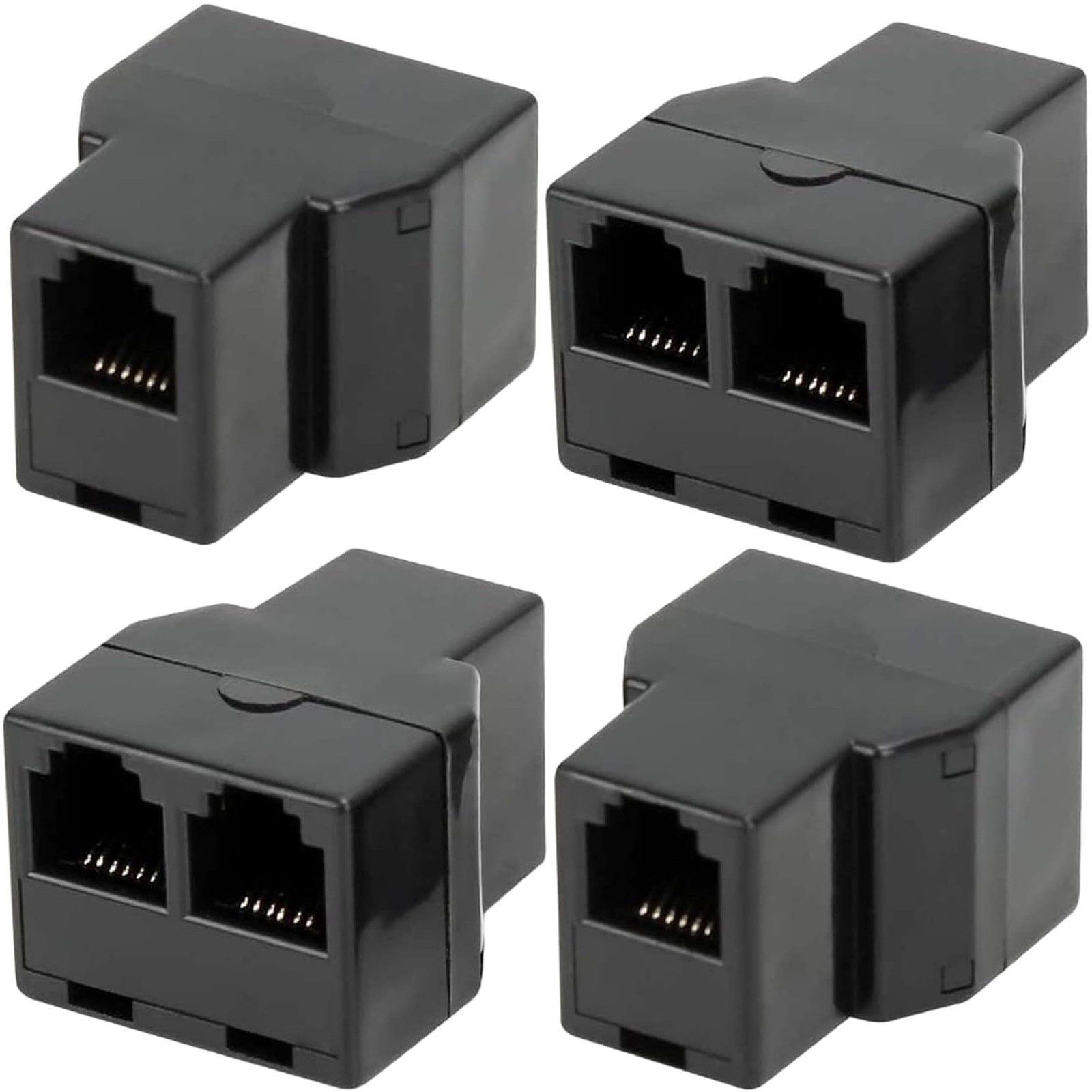 4 Pack Telephone Line Splitters RJ12 6P6C 1 Female to 2 Female Telephone Land