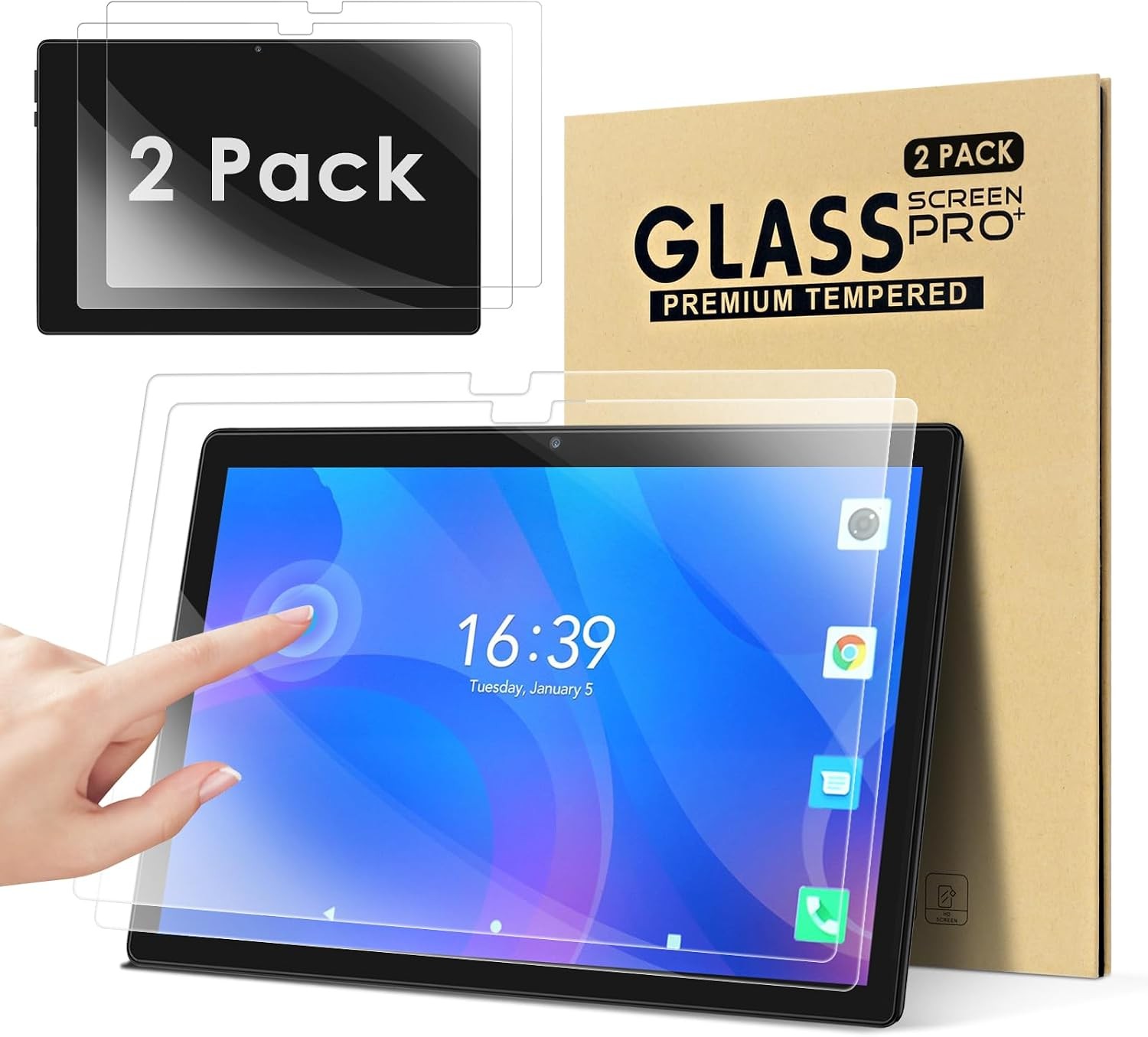 2-Pack 10 inch Tablet Screen Protector, Ultra-Clear Anti-Scratch Tempered Glass