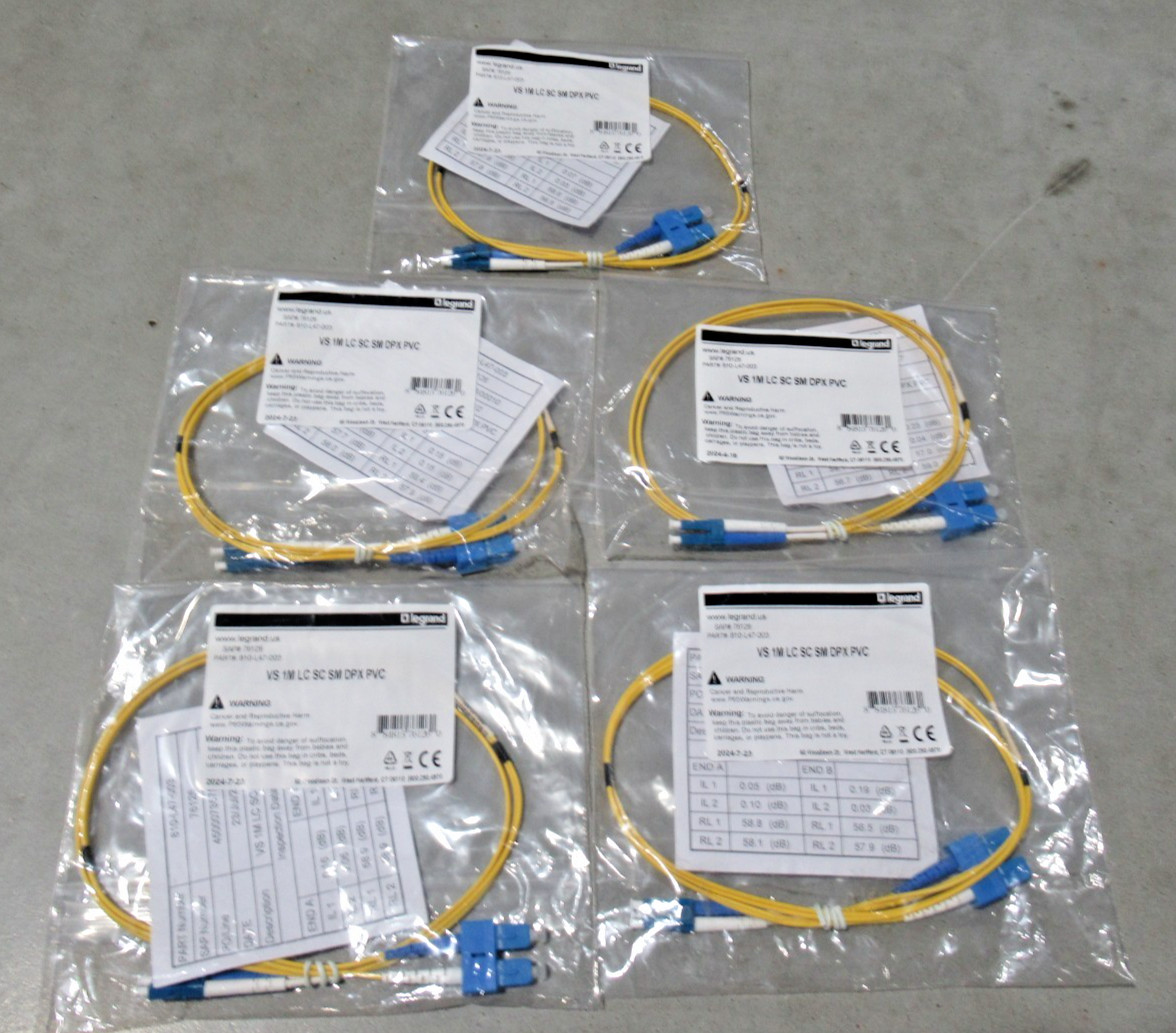 5 Pack Legrand VS 1M SC SC SM DPX PVC Patch Cord Fiber Optic LC/SC 810-L47-003
