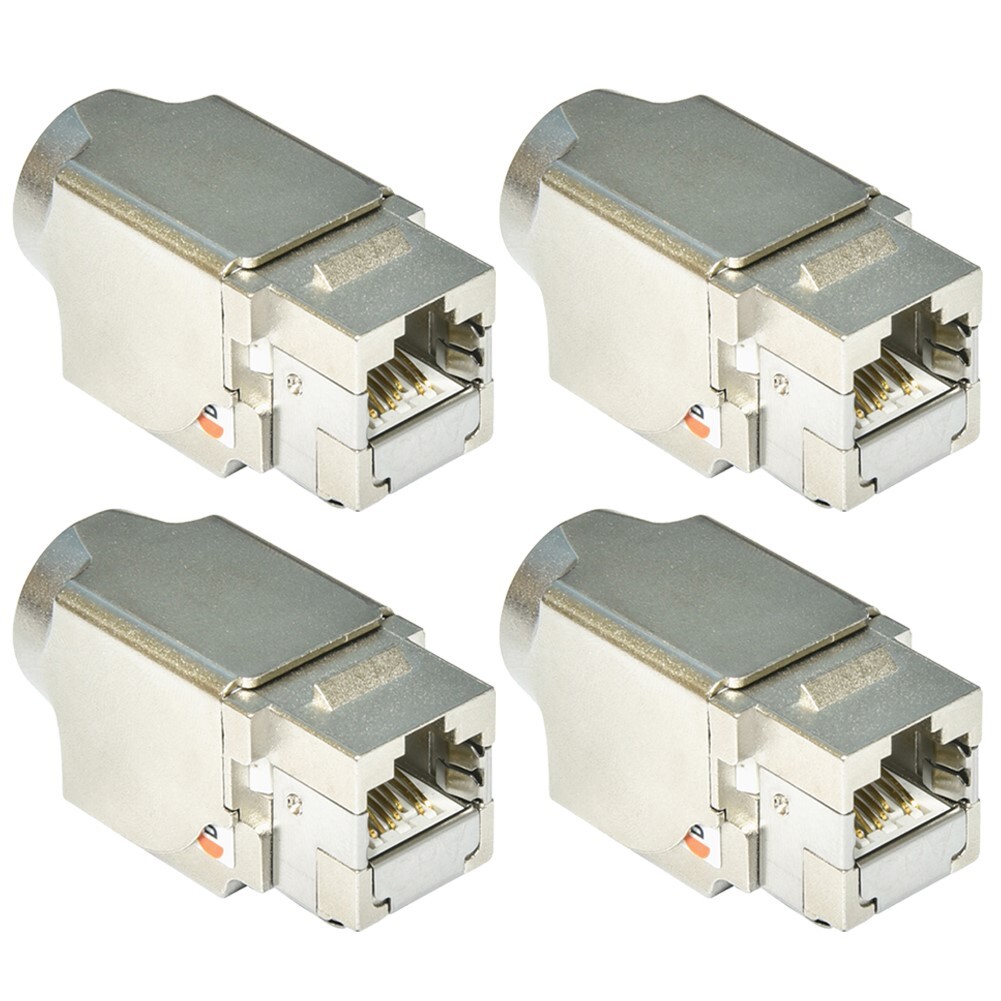 4 Pcs CAT6A RJ45 Networt LAN Ethernet 8P8C Shielded Keystone Jack 110 Punch Down