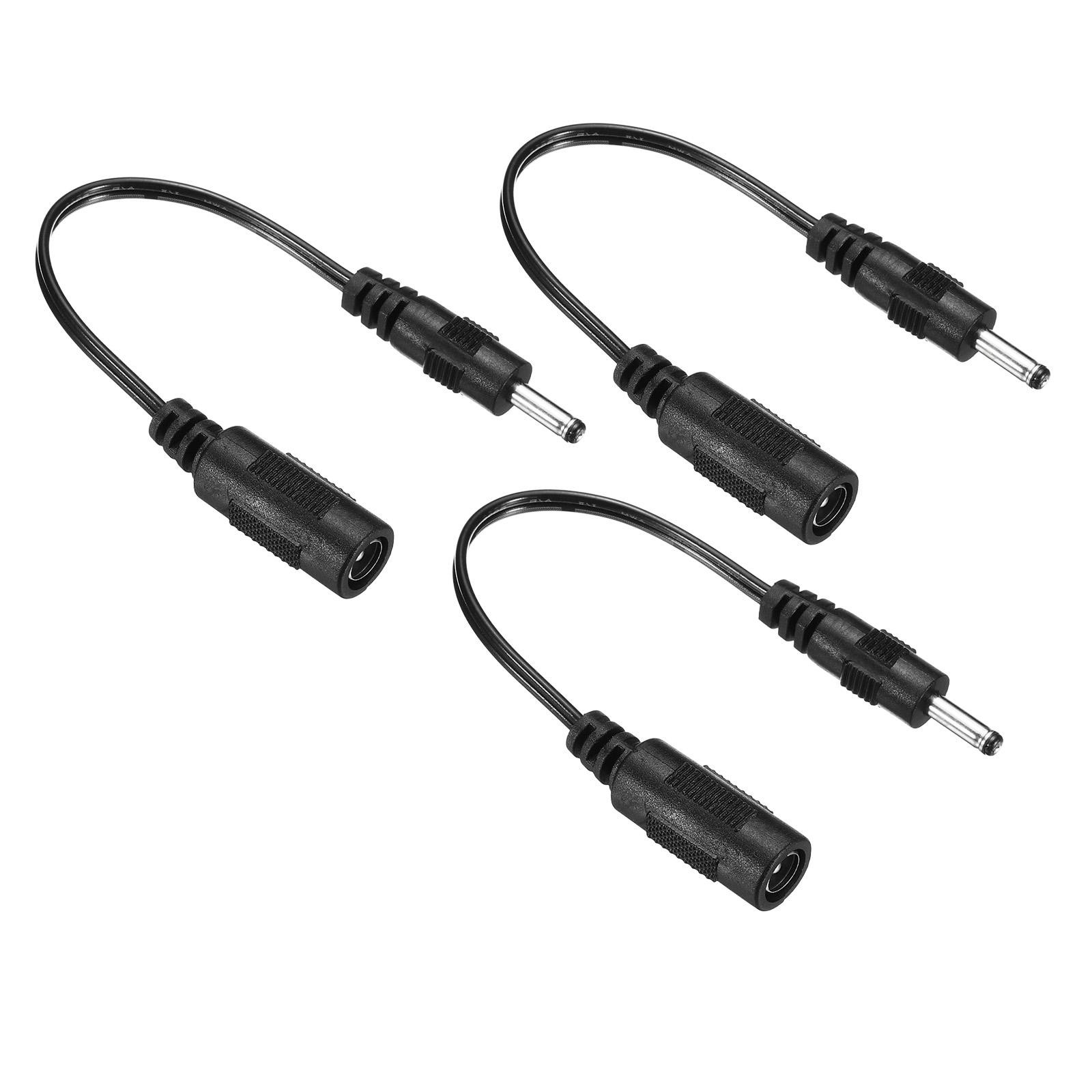 3Pcs DC 5.5x2.1mm Female to 3.5x1.35mm Male Extension Cable Adapter Cord Black