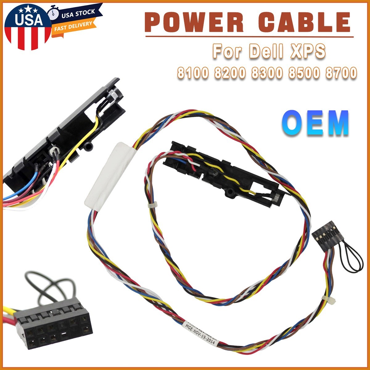 OEM Power Button Switch Cable For Dell XPS 8100 8200 8300 8500 8700 0F7M7N NEW