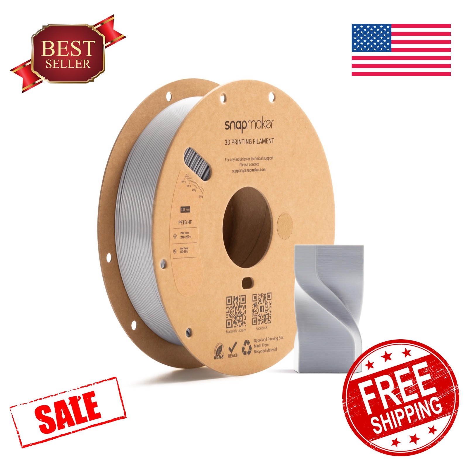 Snapmaker PETG HF Filament Light Gray