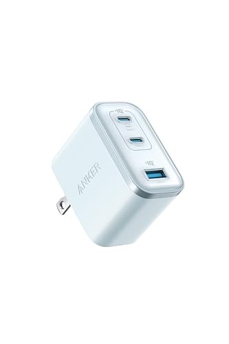 Anker Nano Charger 70W 3 Ports Blue [PD Compatible/PSE Compliant/Foldable Plug]