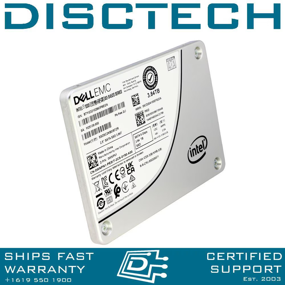 Dell WNPN1 3.84TB SATA 6Gbps Read Intensive RI TLC 2.5" SSD SSDSC2KB038TZR