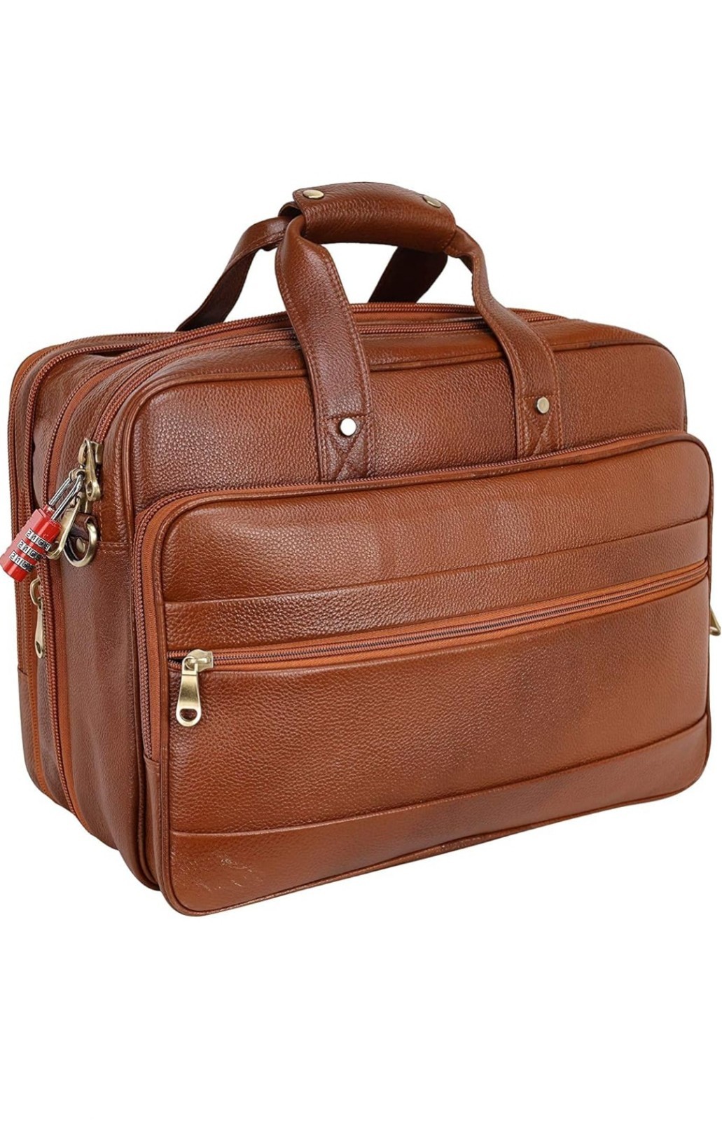 Tayib Leather Laptop Bags For Men Office Use With Expandable Size Color (TAN)