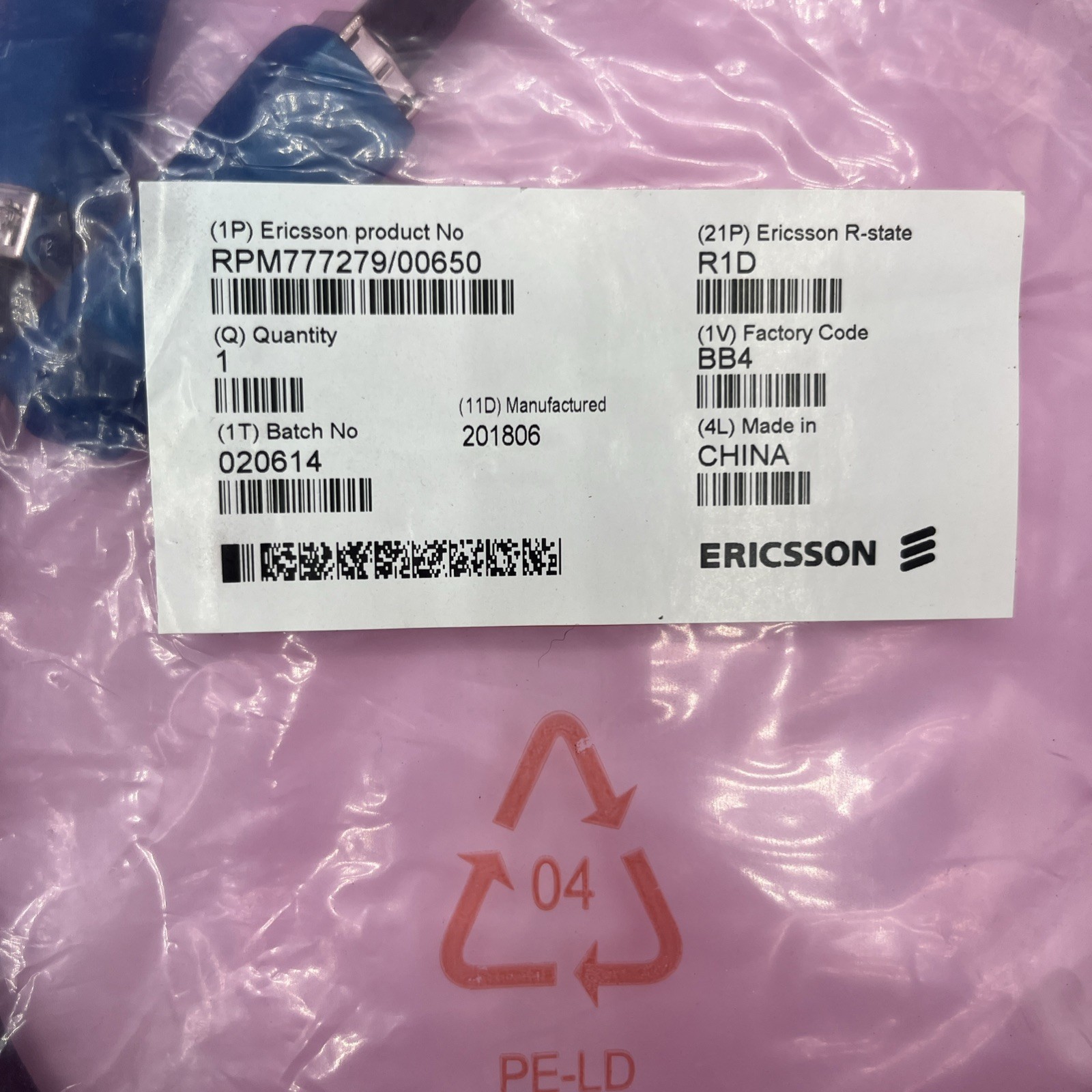 ERICSSON RPM777 279/00650 / RPM77727900650 CABLE