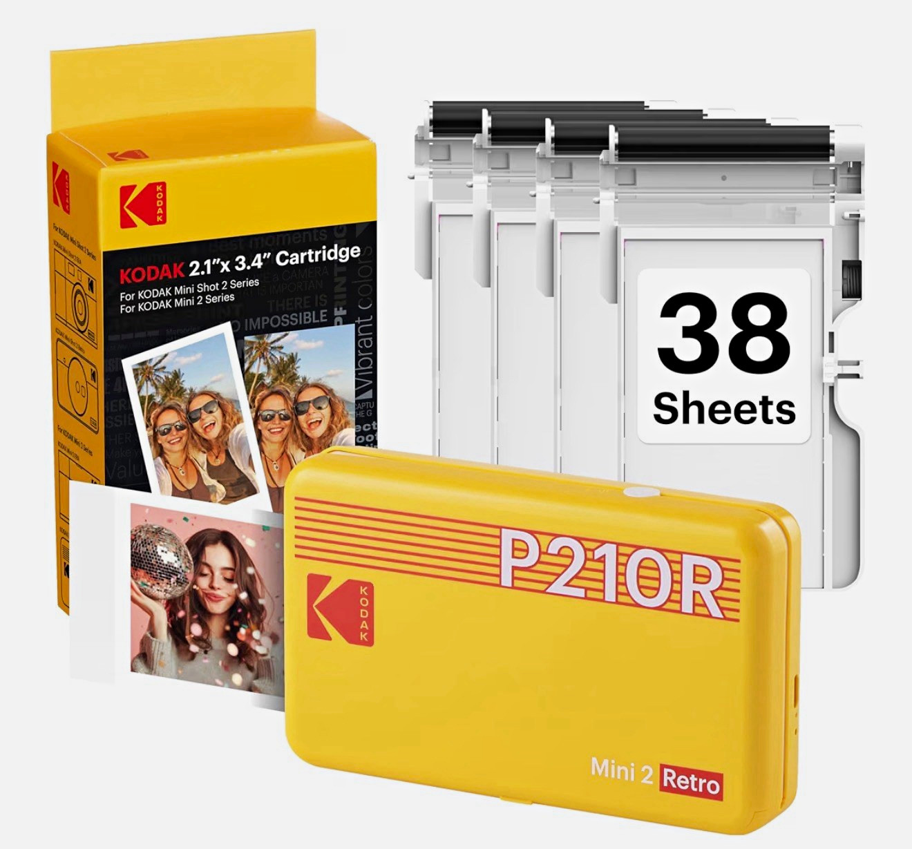 Kodak Mini 2 Retro Portable Bluetooth Dye-Sub Photo Printer 2.1x3.4"