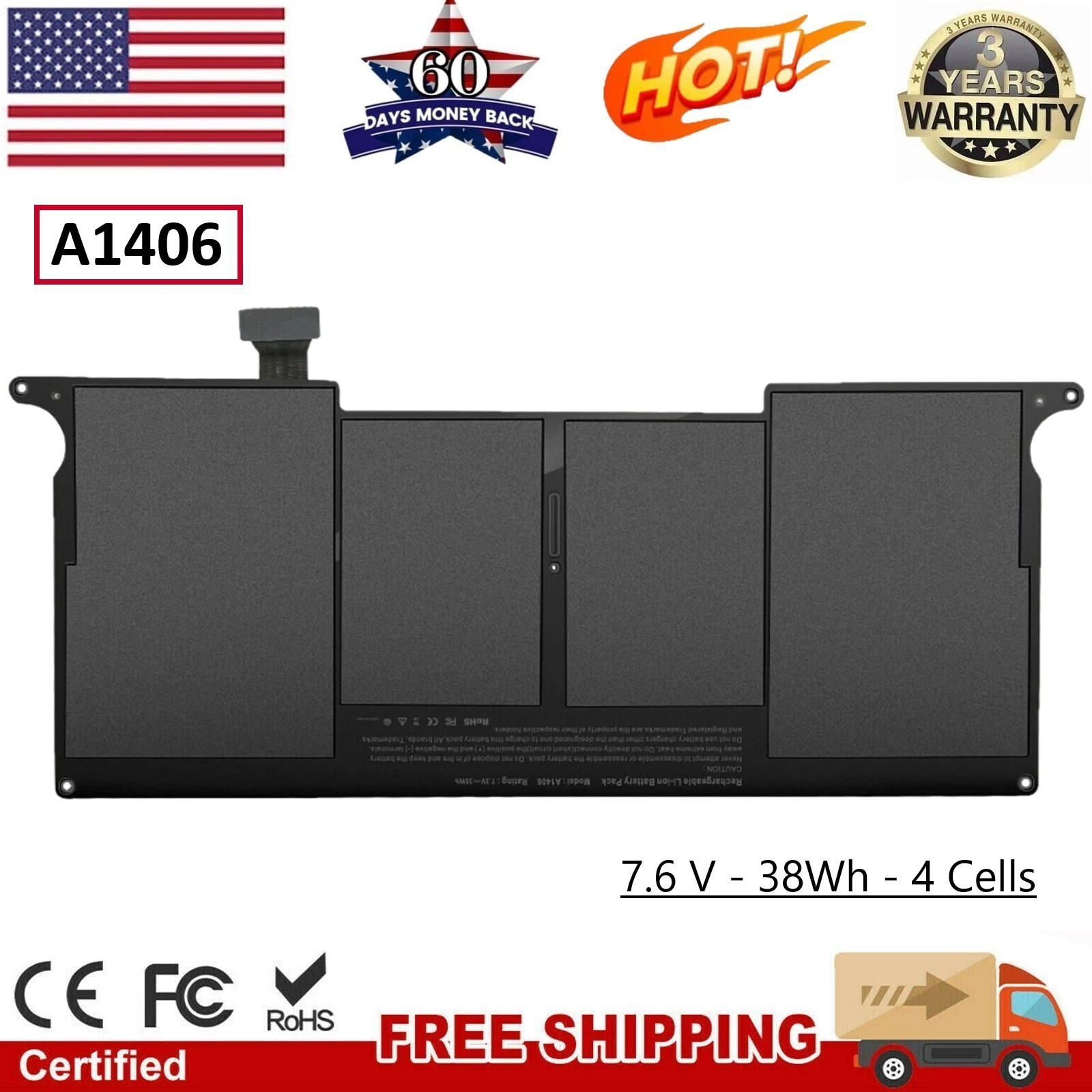 New A1406 A1495 Battery for Apple MacBook Air 11" A1370 Mid 2011 A1465 2012~2014