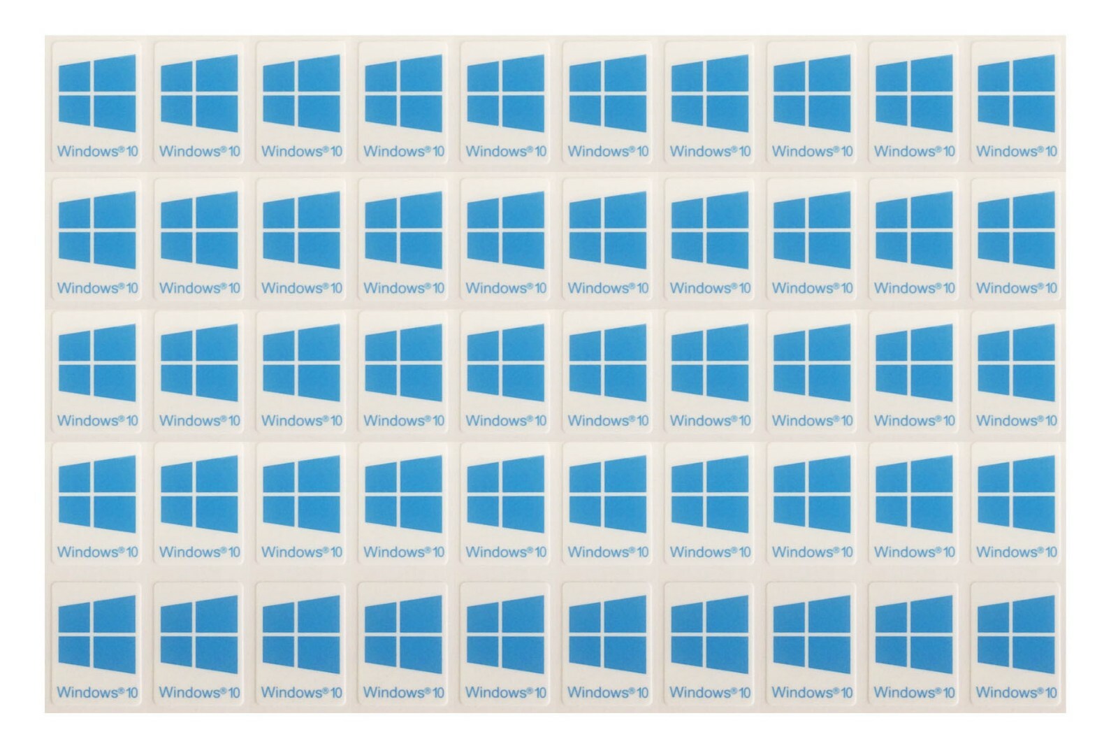 50 PCS Sticker for Window 10 Blue Badge Logo Decal Cyan Color 22mm x 16mm