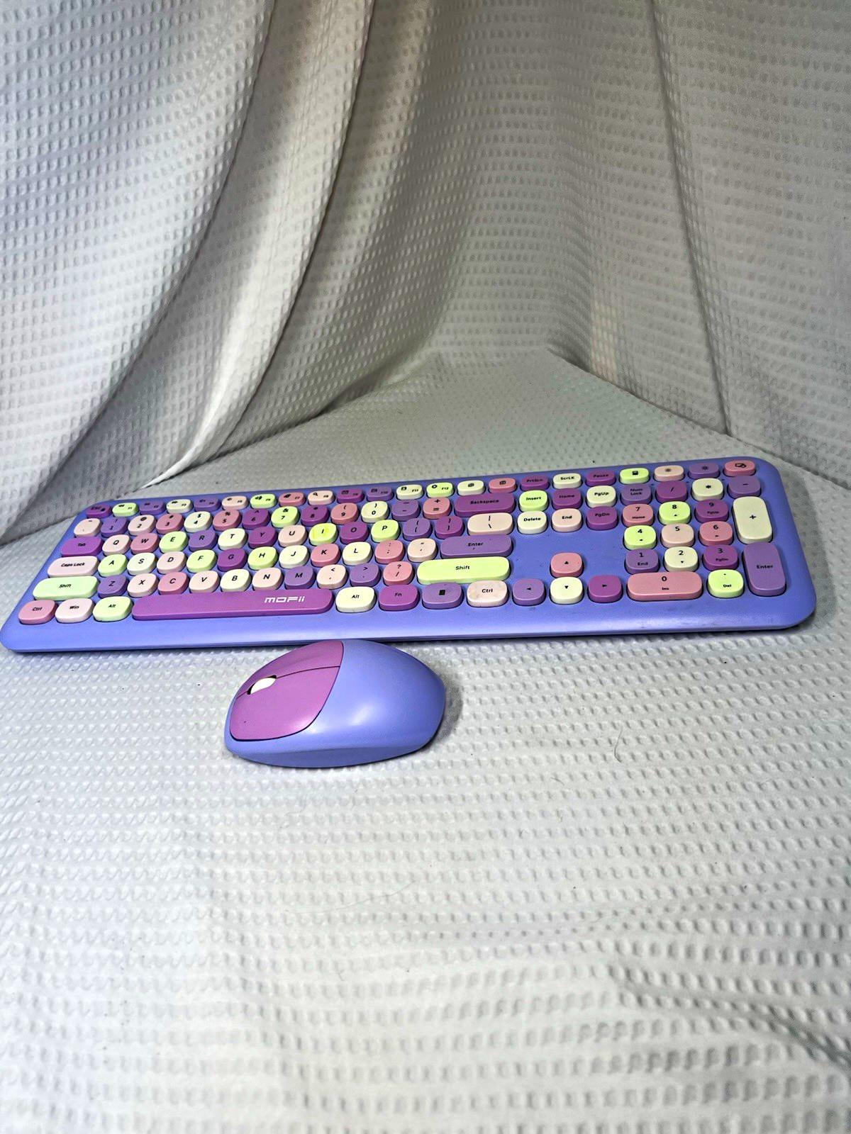 MOFii Wireless Keyboard & Mouse Bundle Purple Multicolor Keys QWERTY 1200 as is 