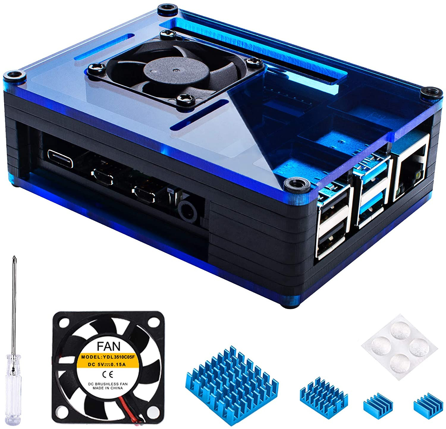 Case for Raspberry Pi 4 Model B 4Gb with Fan Cooling 4Pcs Heatsinks