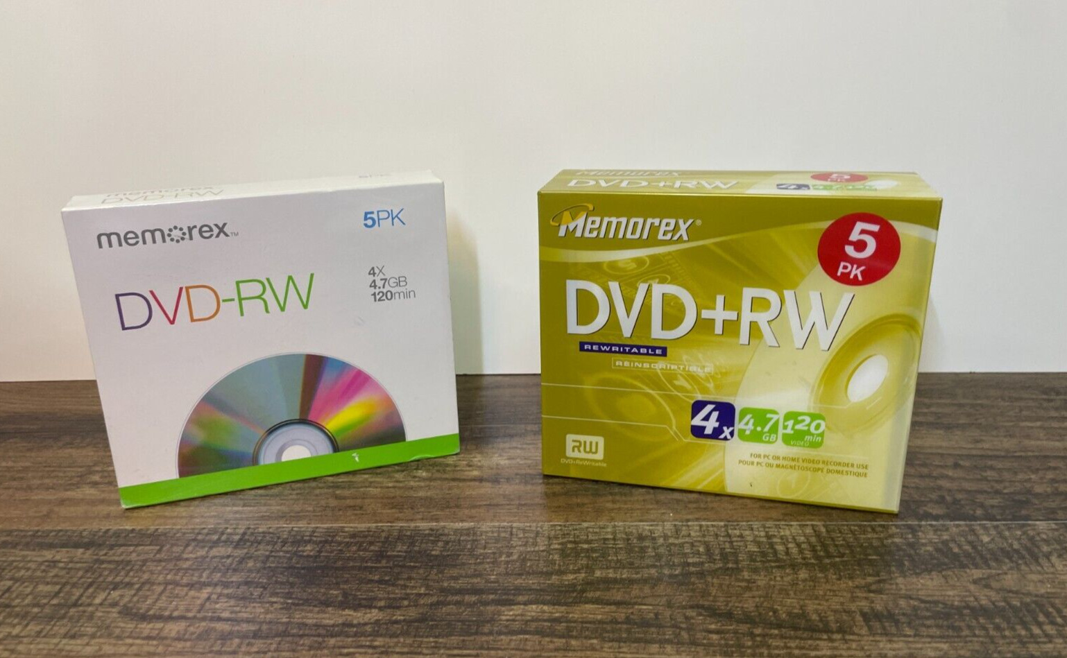 Lot of 2 Memorex 5-PACK DVD-RW  Recordable Discs 4X 4.7GB 120Min 10 CDs Total