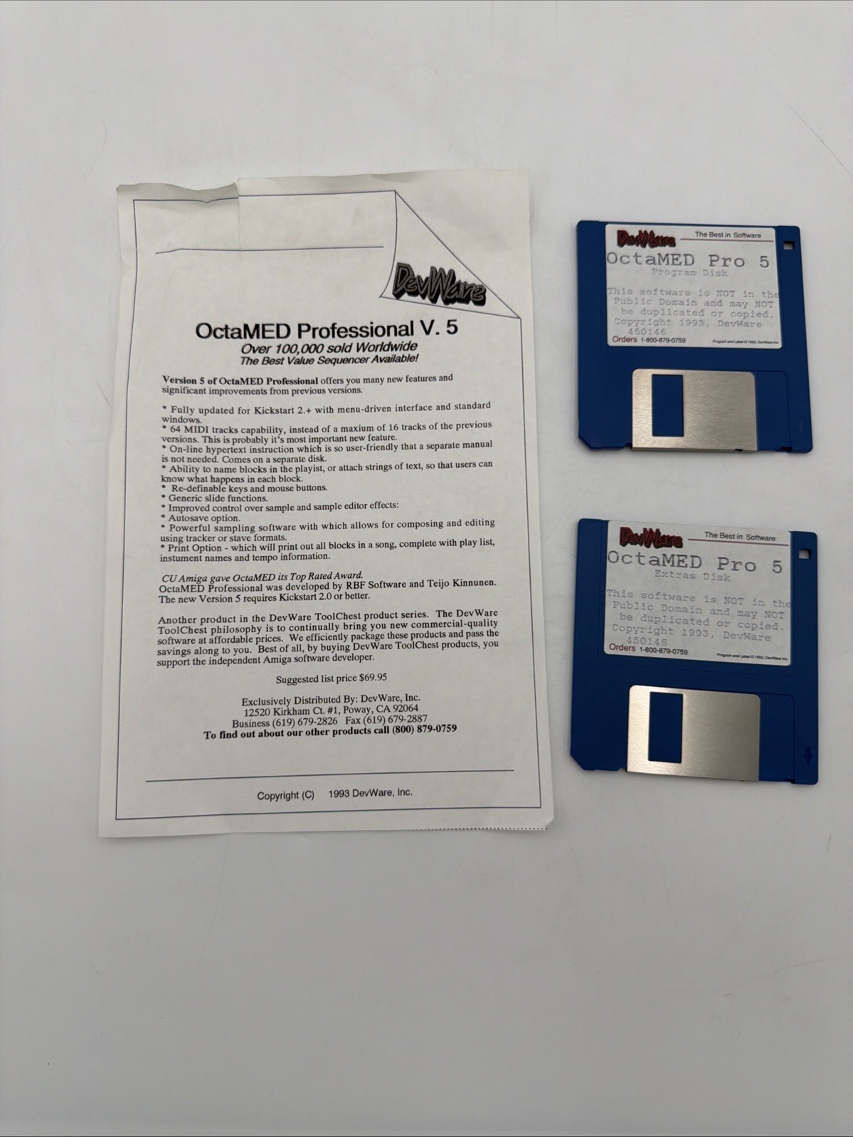 OctaMED Professional V5 Commodore Amiga DevWare Program Extras Disks Tested