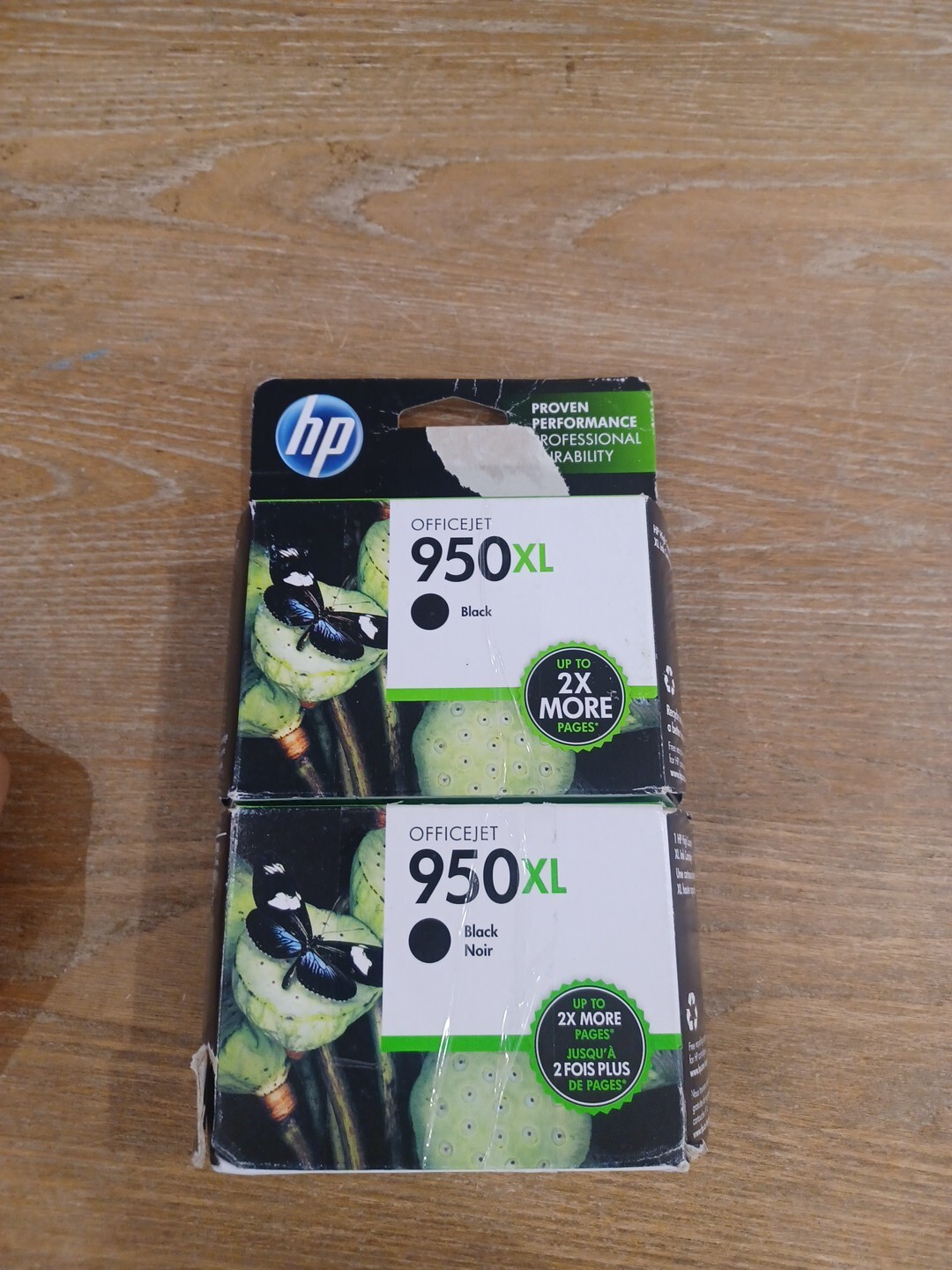 2x Genuine HP 950XL Black High Yield Ink Cartridges - Dated 7/2014 & 10/2018