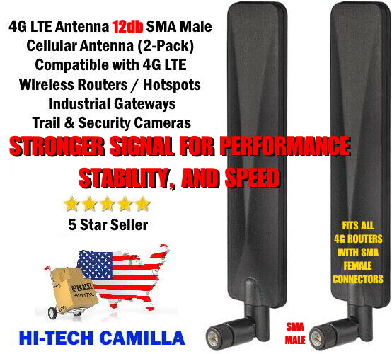 4G 5G 💥 2 x ANTENNA 12dB SMA MALE SET ⭐ 5g 4g ROUTERS AND DEVICES ⭐ USA SELLER