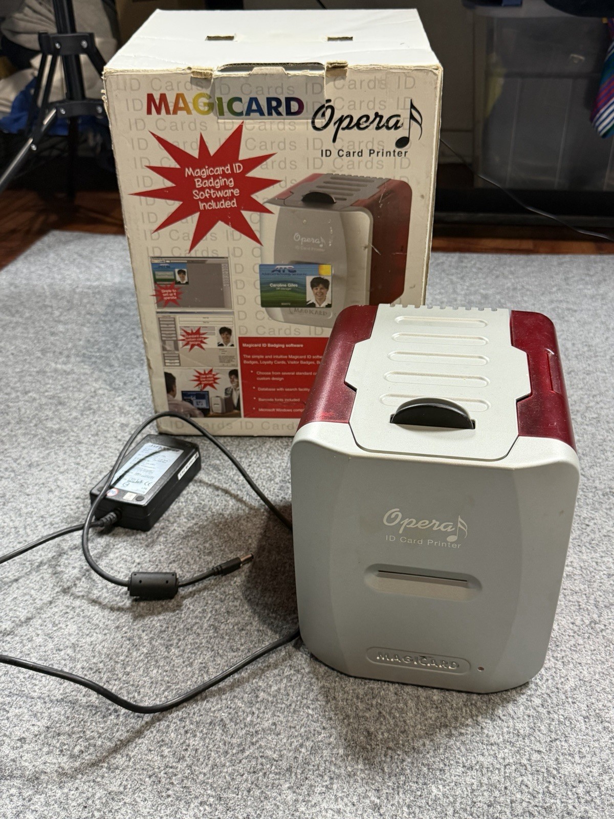 Opera Magicard Color ID Card Printer W Box NOT TESTED. Got From Storage Unit
