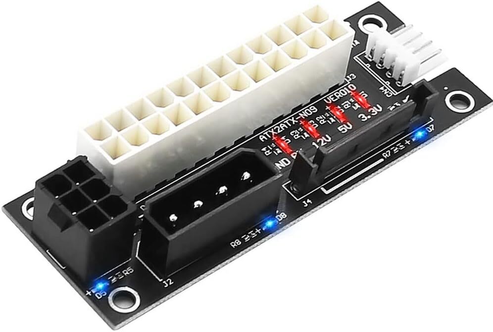 ADD2PSU Power Supply Connector 4 in 1 Molex 4Pin/SATA/ATX 6Pin/4Pin black 