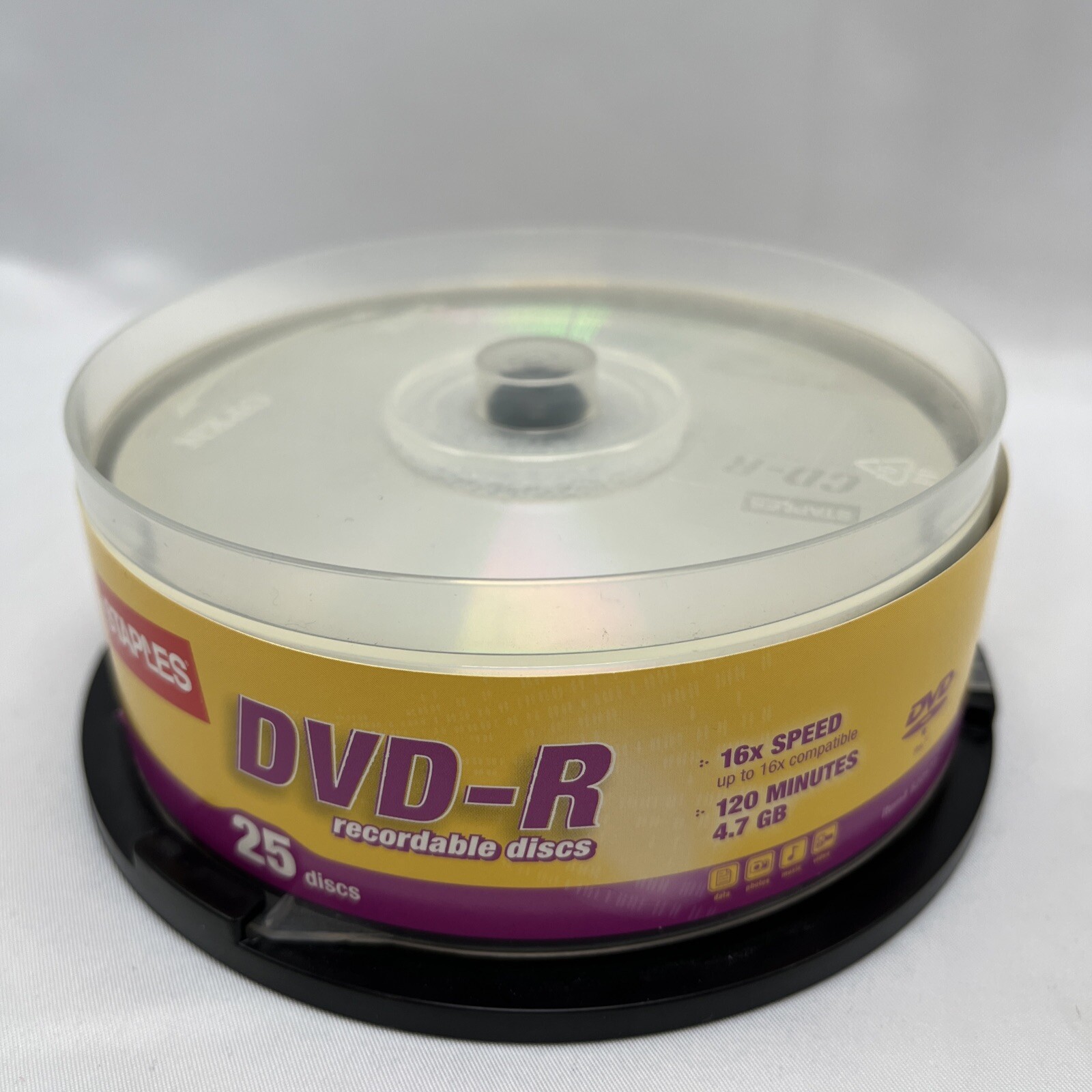 Staples 25-Pack Blank DVD+R Discs 16x Speed 4.7 GB 120 Min Spindle