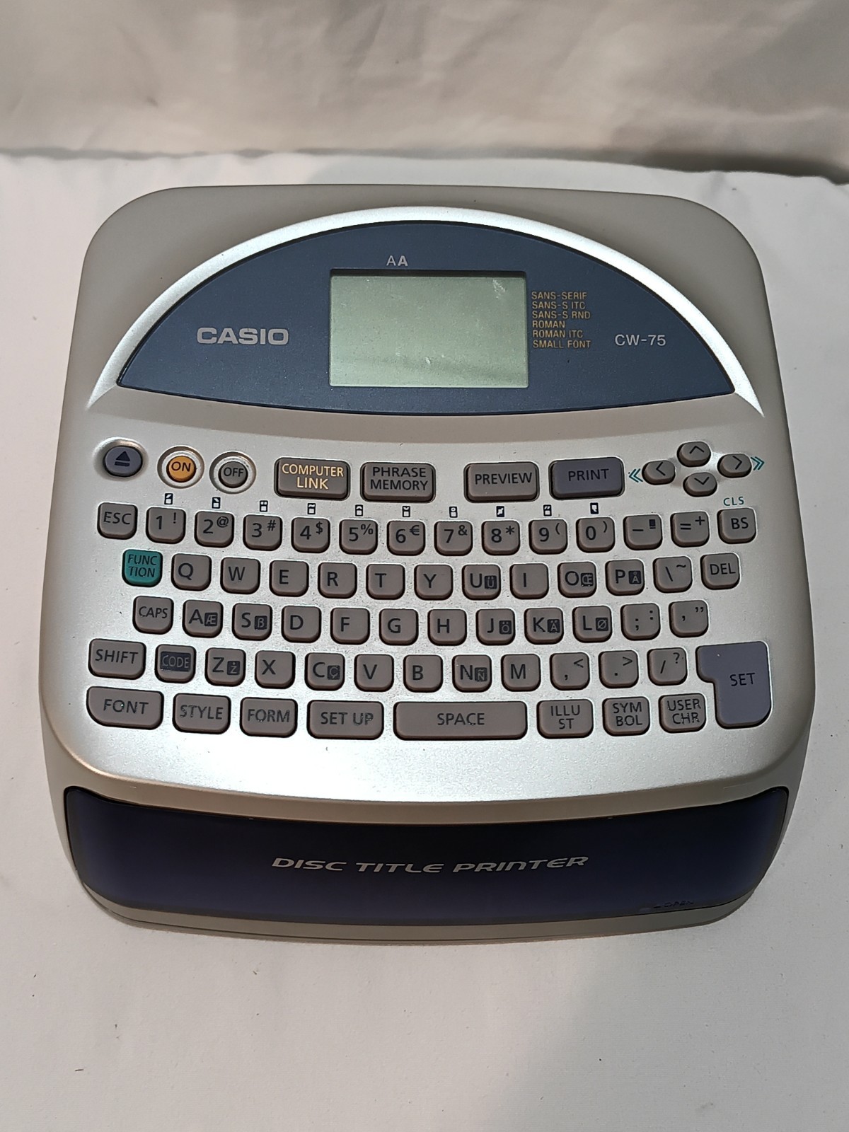 CASIO CW-75 CD Printer Disc Title Printer Tested/Working