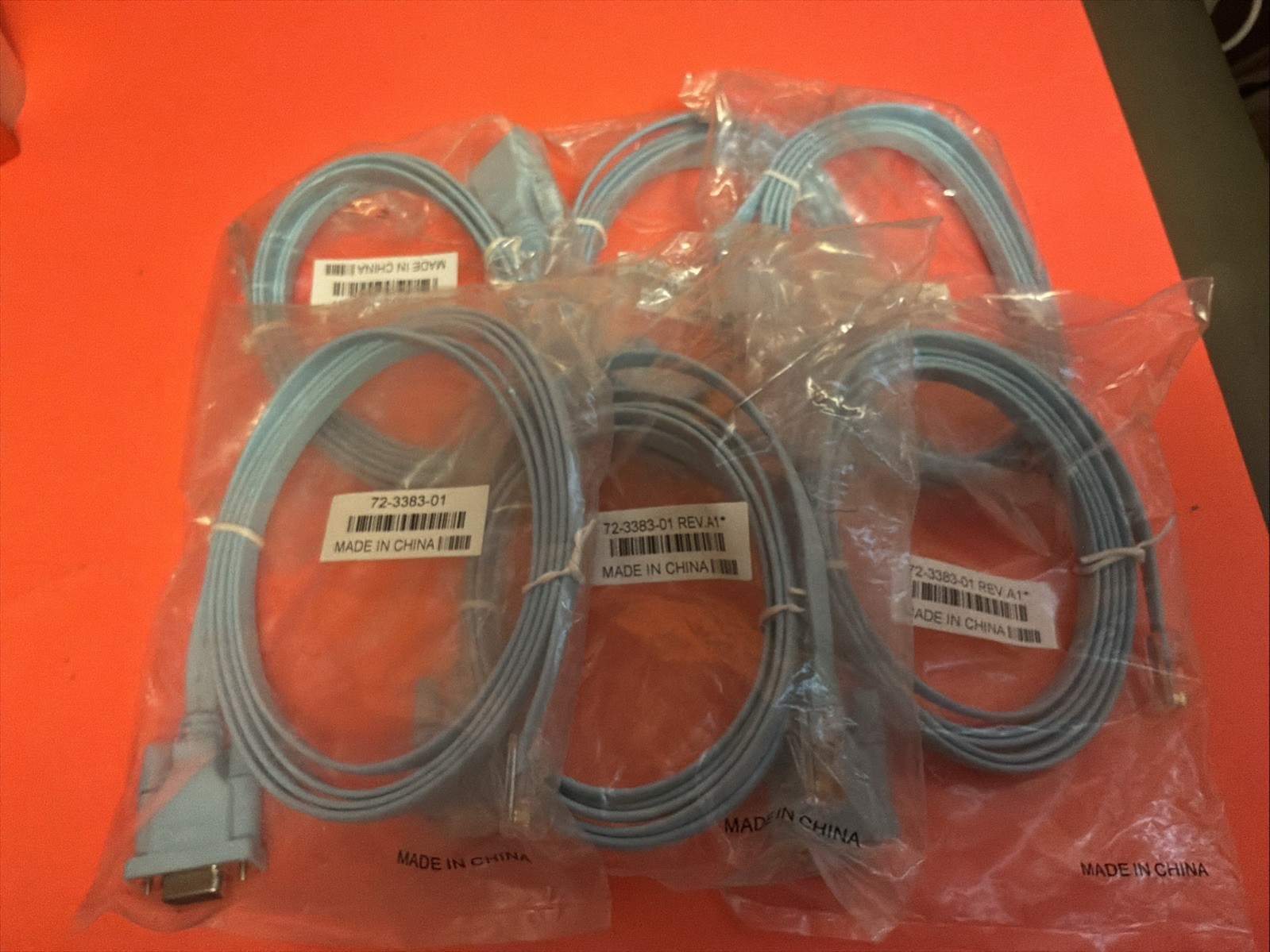 Lot of 6 NEW Cisco Serial Console Cable Routers & Switches DB9toRJ45 72-3383-01