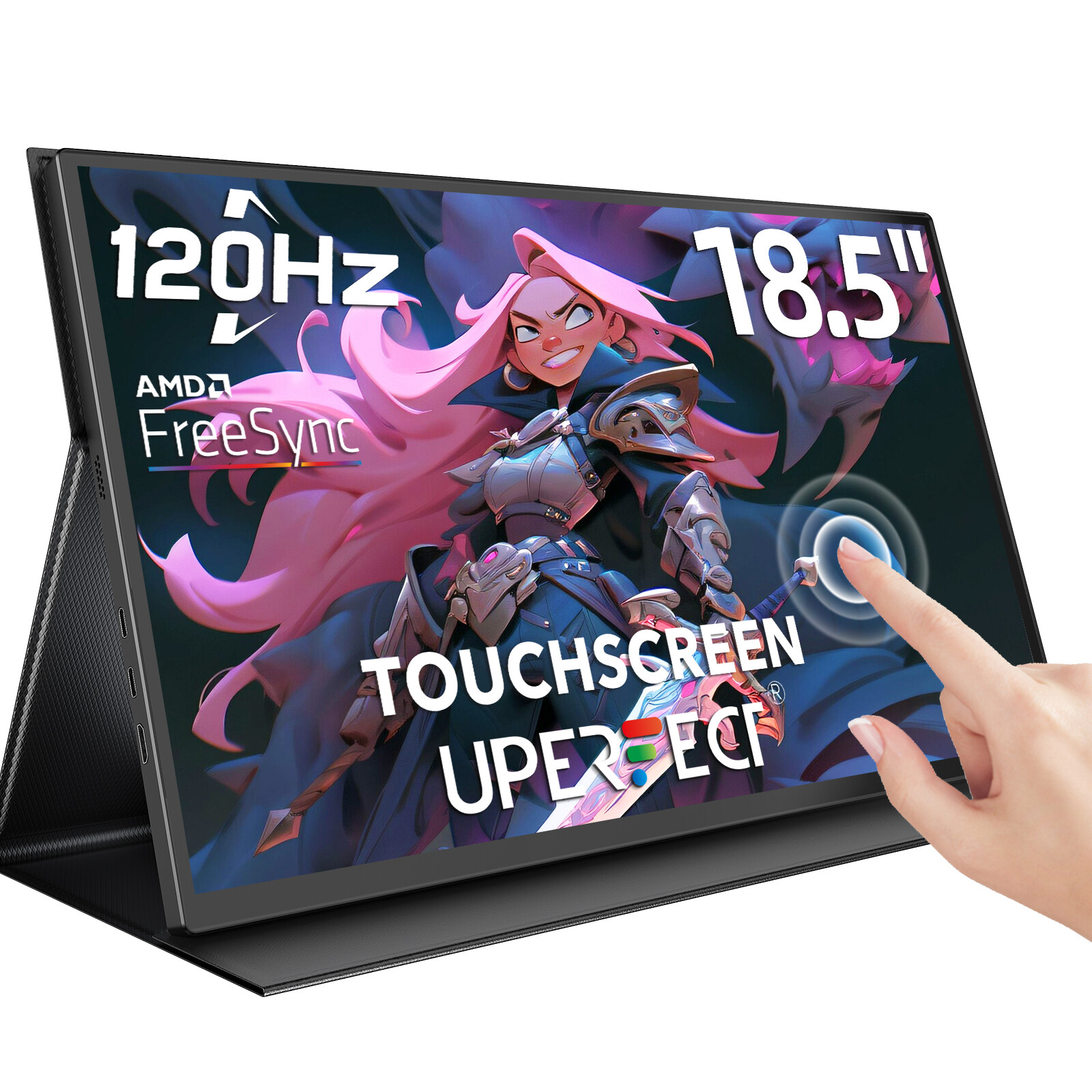 UPERFECT 18.5" Touchscreen 120Hz Portable Monitor Gaming Display w/ Leather Case
