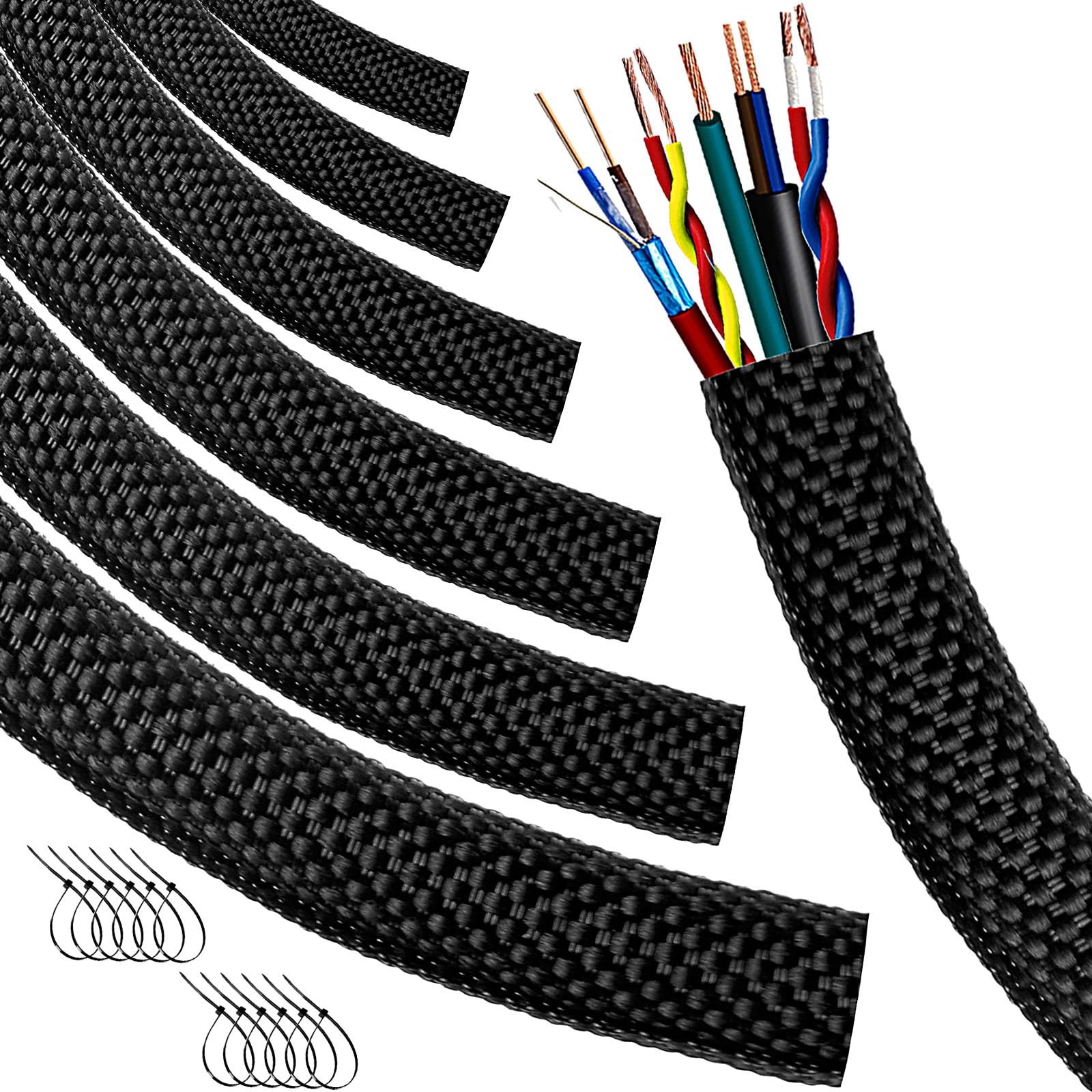 Automotive Wire Loom High Temperature Braided Wire Loom, Split-Sleeve Heat Re...