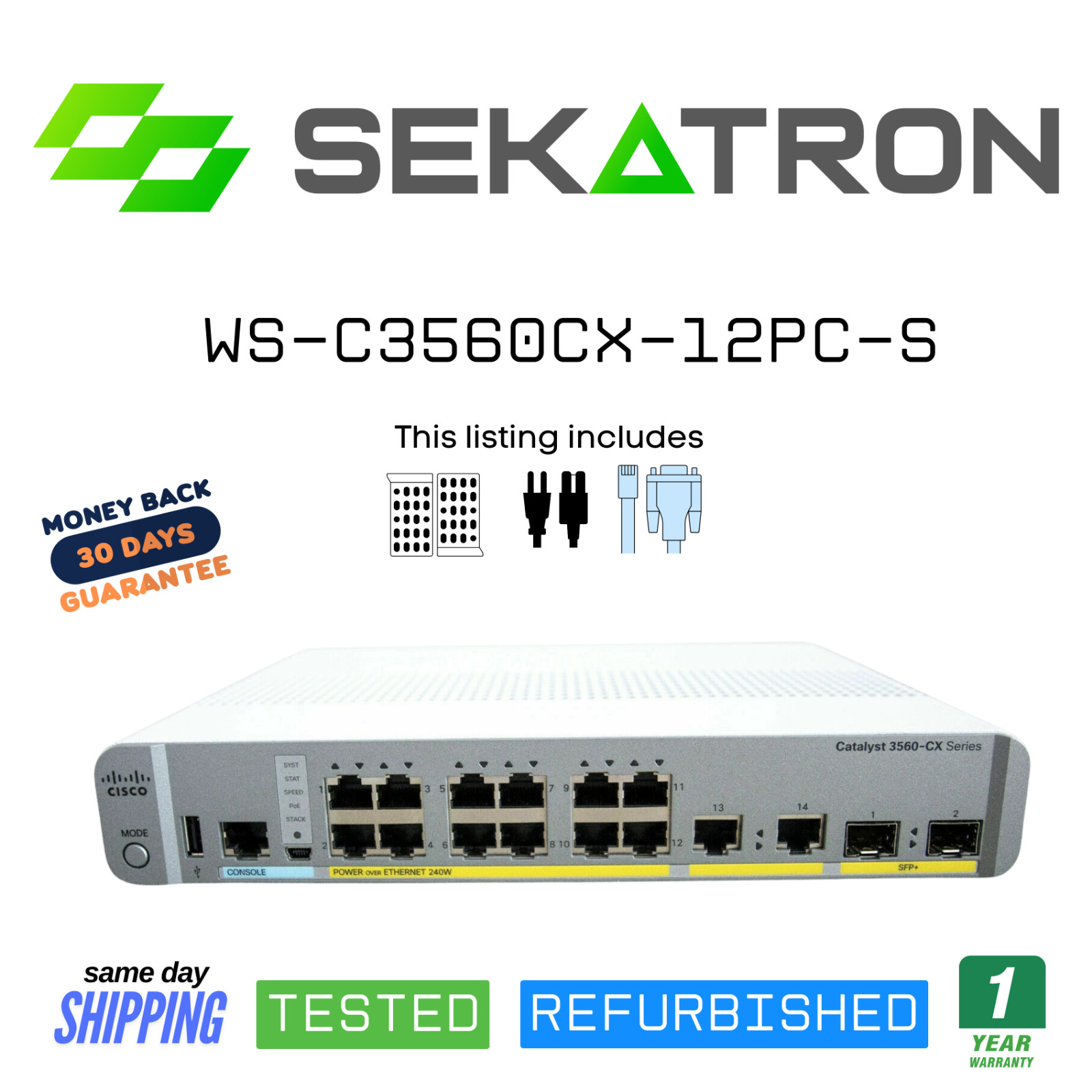 🔀 Cisco WS-C3560CX-12PD-S  Catalyst Compact Gigabit • 12× PoE+ + 4 Uplinks ⚡