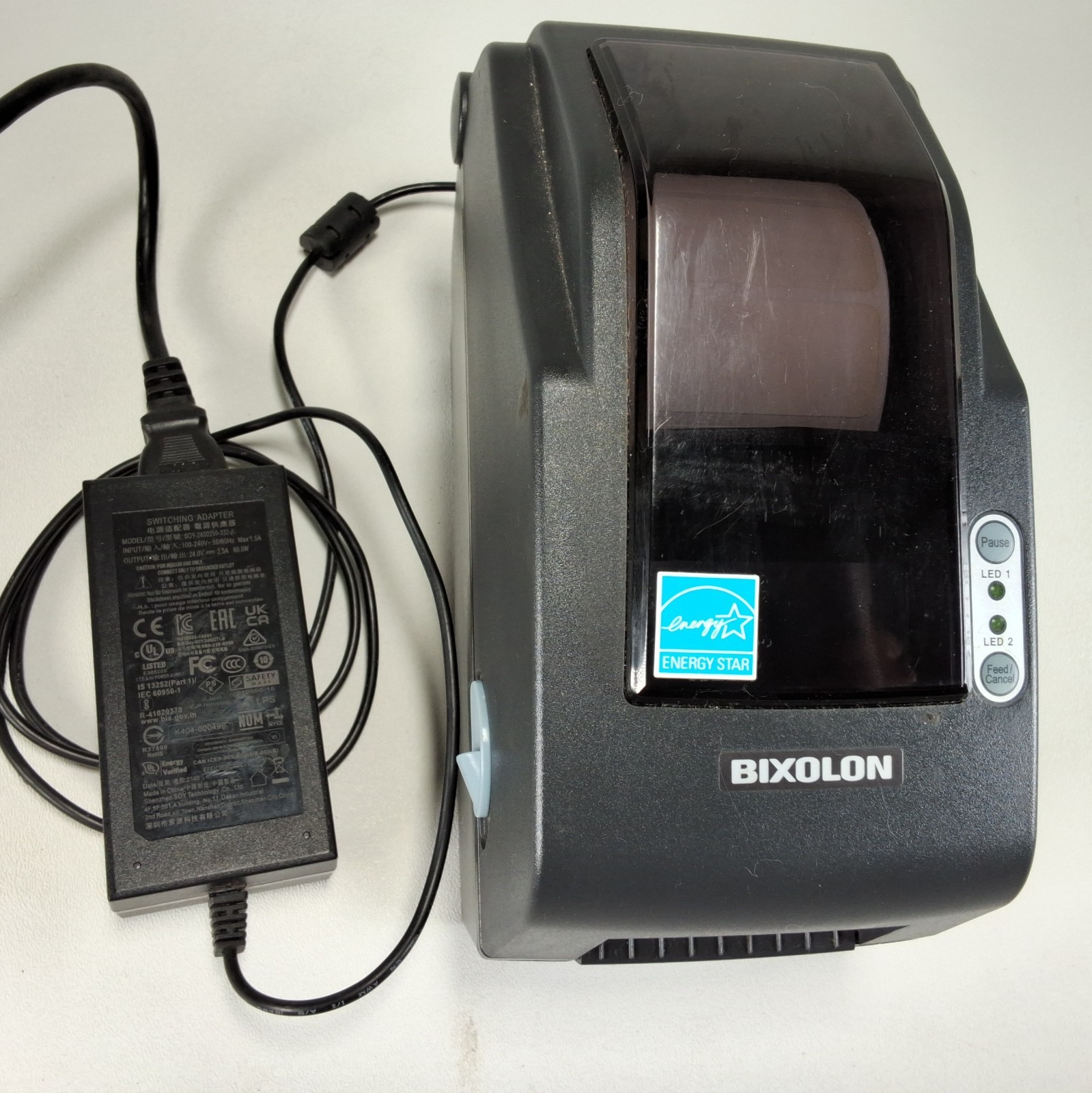 Bixolon SLP-DX220B 2" Barcode Label Thermal Printer + Power Adapter, Cord + Roll
