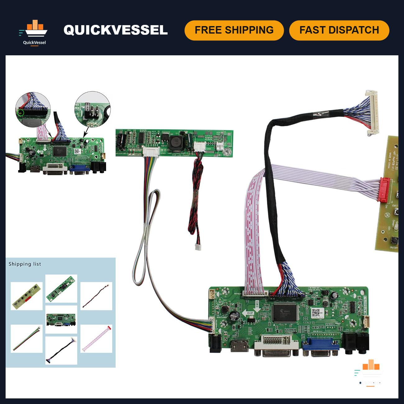 VGA DVI Controller Board for 21.5" 23.8" 1920x1080 LCD Monitor Display