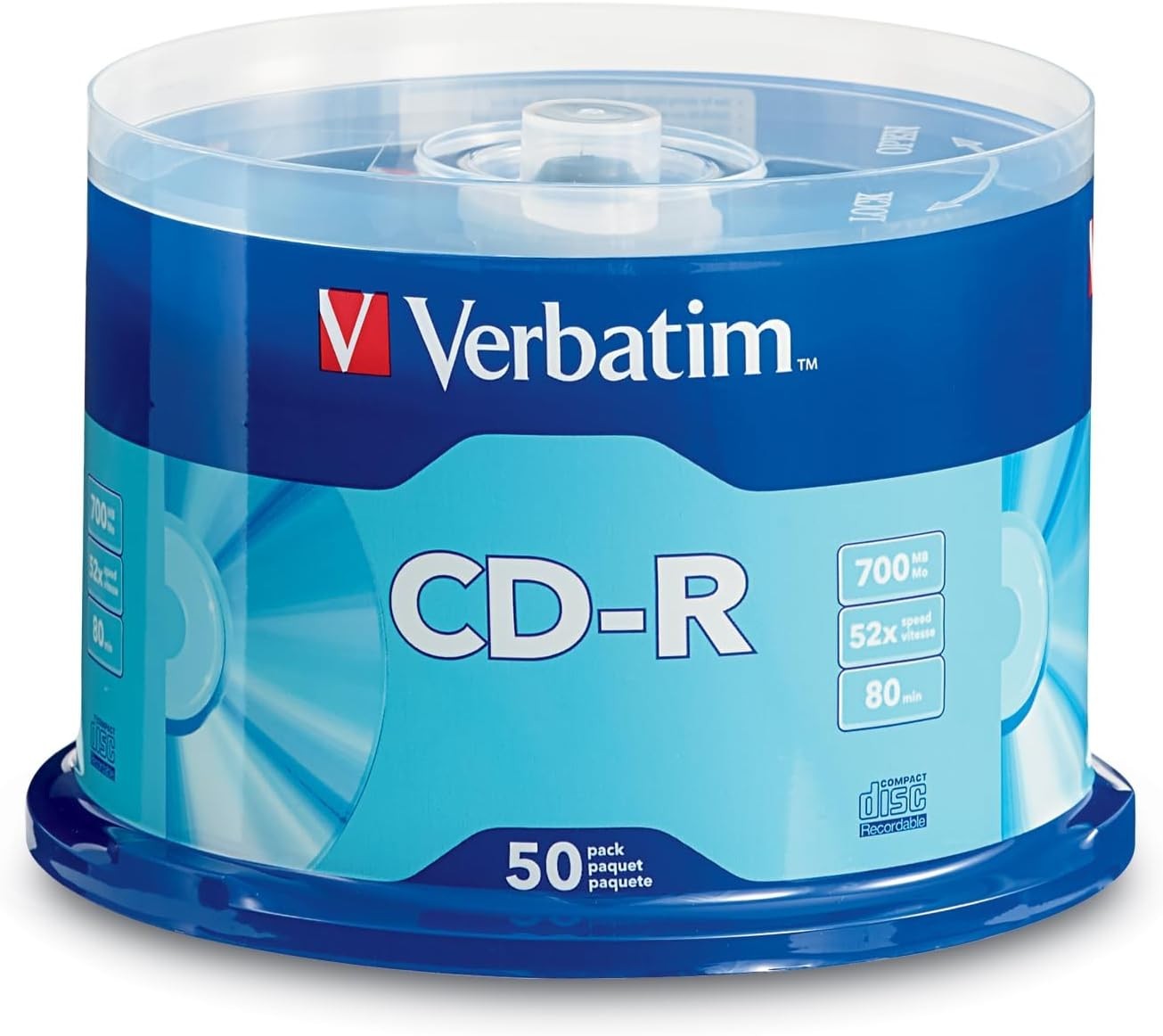 50 Pack Music CD-R Discs Media for Audio MP3 Data Recordable Spindle Blank