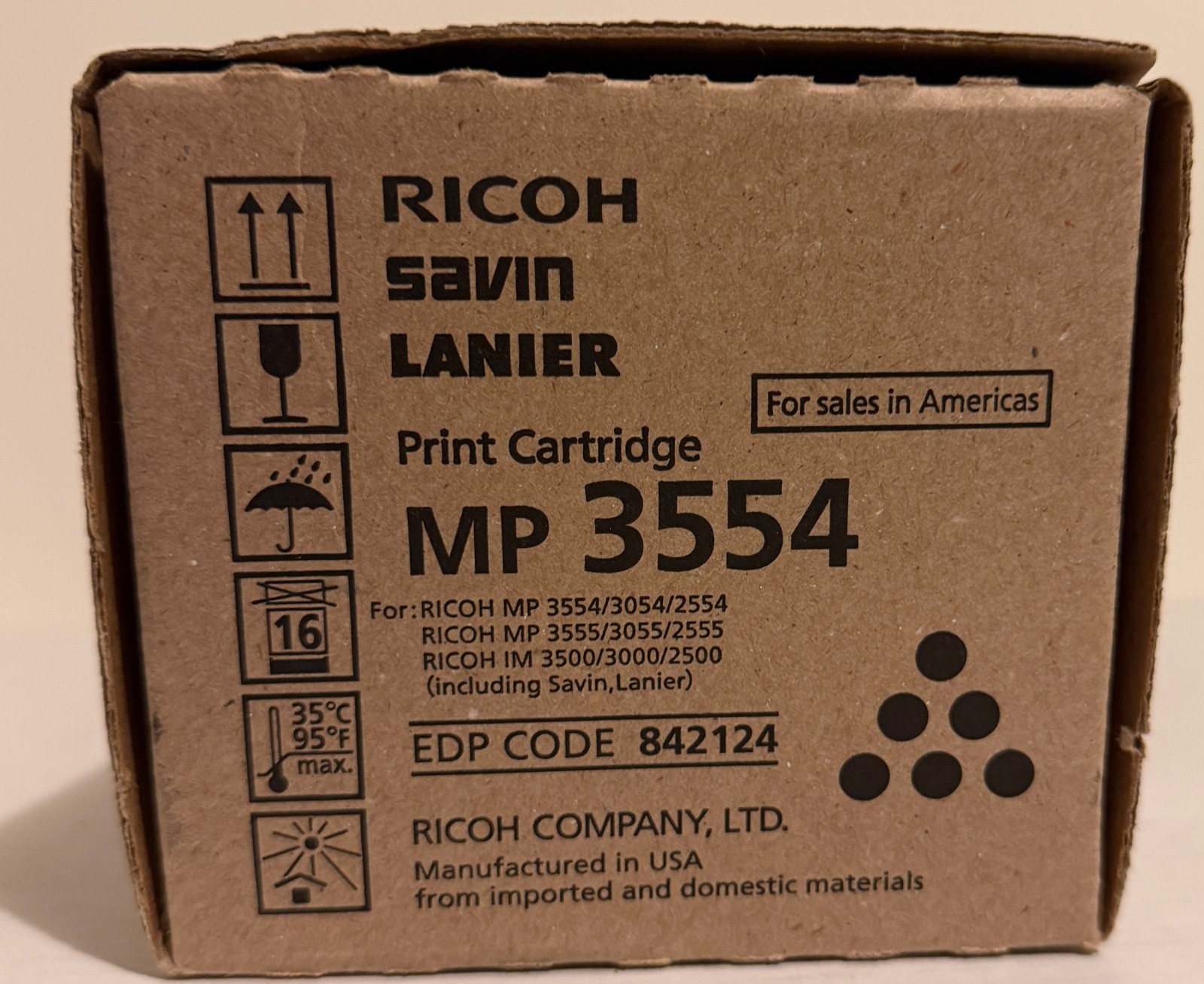 Ricoh MP 3554 Toner Cartridge - Black (842124) New/Sealed
