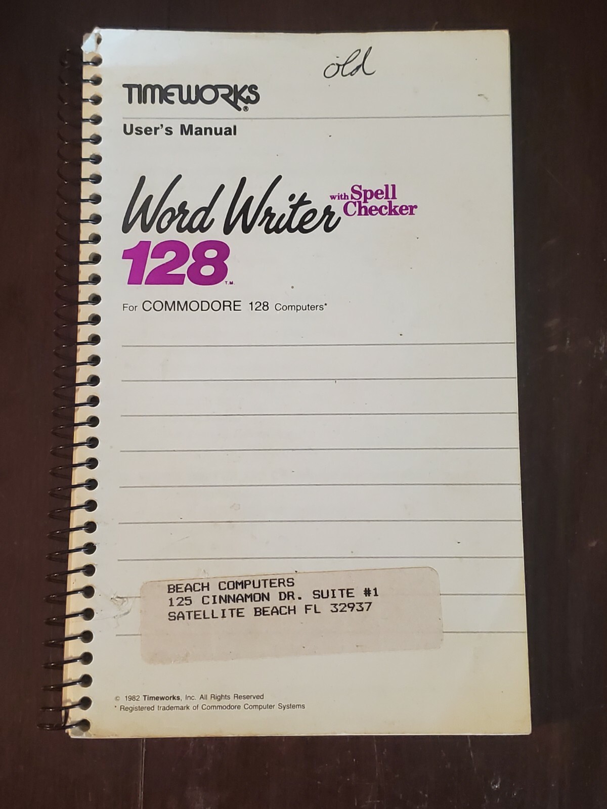 Vintage Commodore 128 Computer Word Writer User's Manual W/Spell Check TIMEWORKS