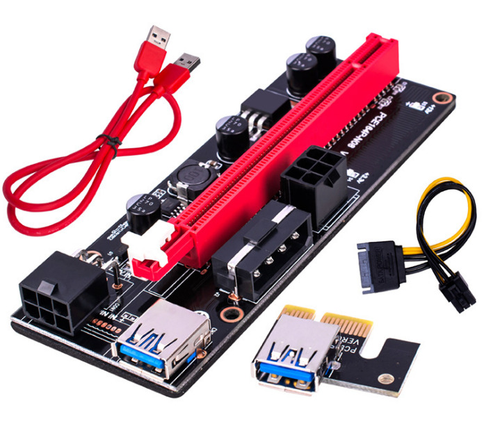PCI-E 1x to 16x Powered USB3.0 GPU Riser Extender Adapter Card VER 009s