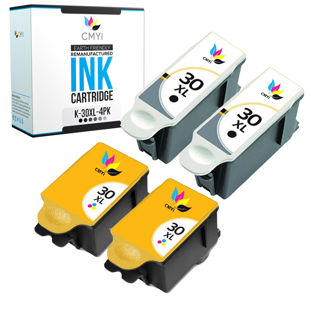 4 PK Compatible for Kodak 30XL Ink Cartridges Black Color 30 XL for HERO ESP