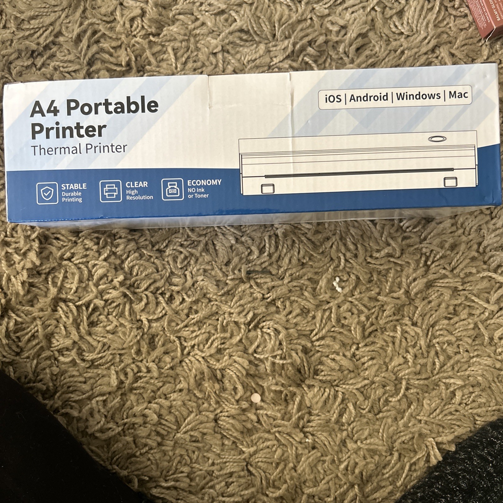 Portable A4 Thermal Printer Wireless Bluetooth USB Inkless Travel Mobile White