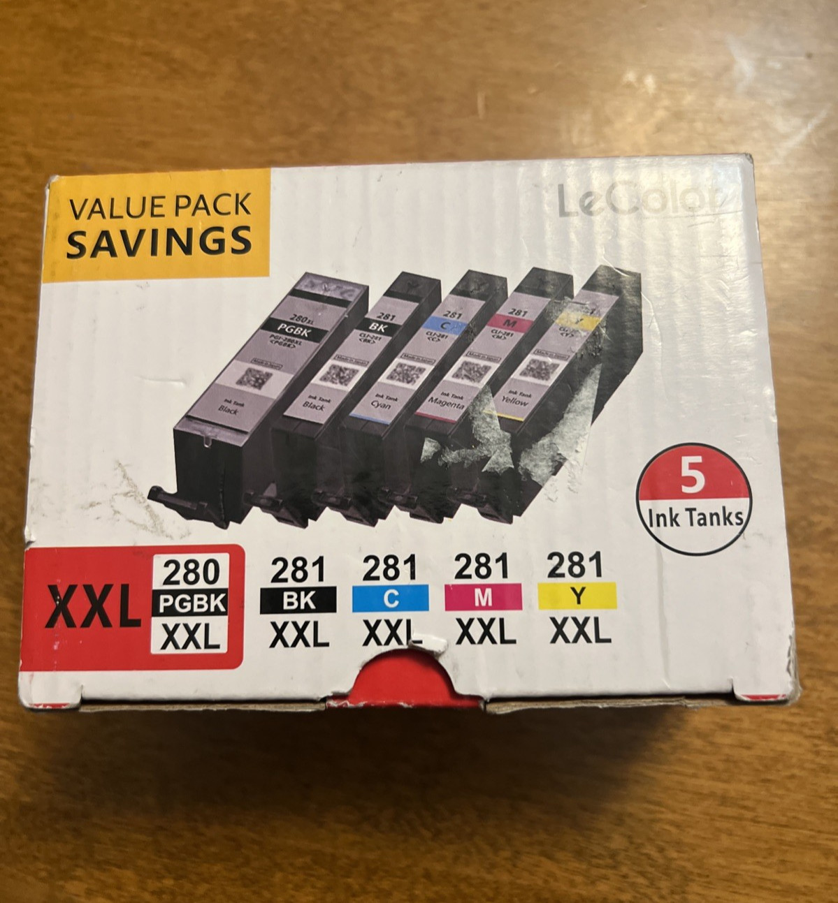 Lecolor 5 pack 280XXL Replacement Printer Ink - Black x2, Cyan, Magenta, Yellow