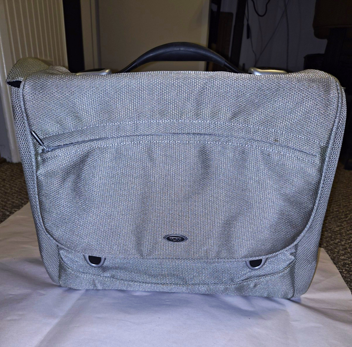 TUMI Grey Flap Messenger Crossbody Bag