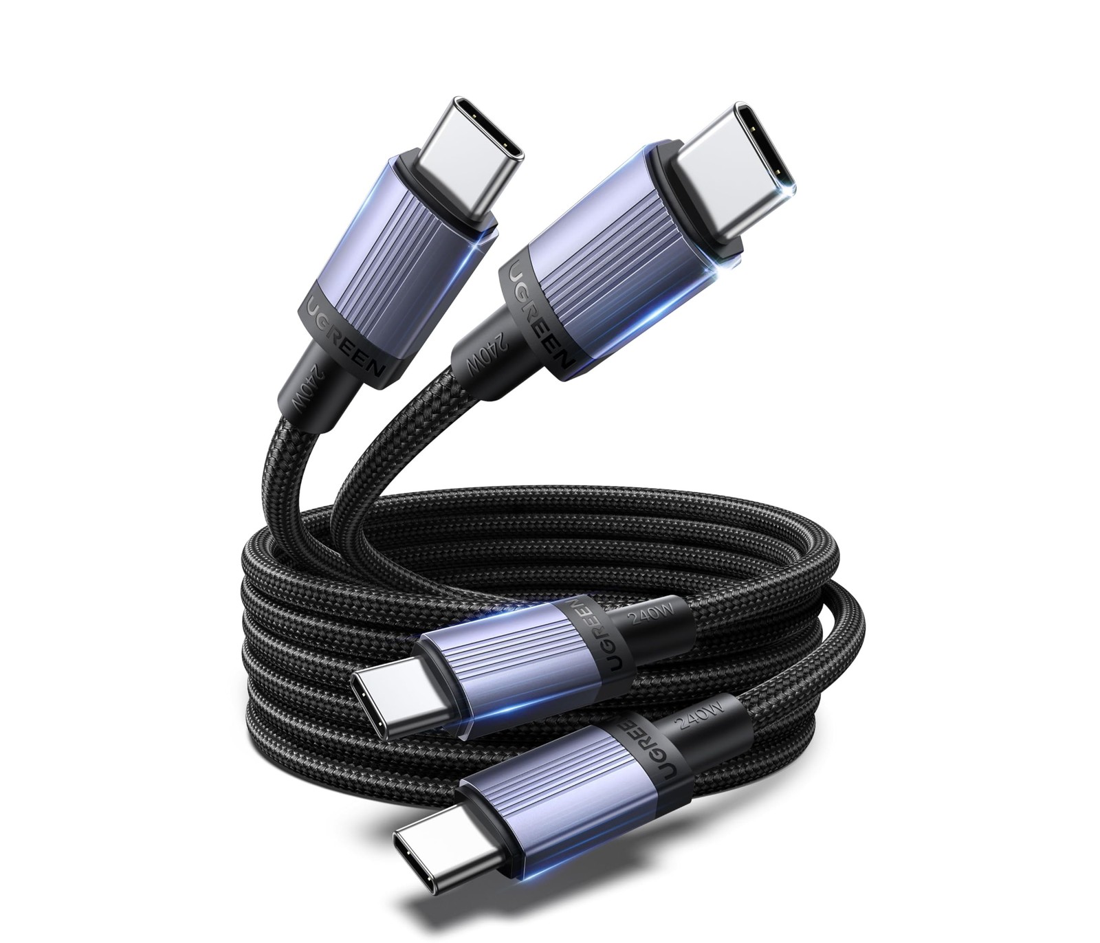UGREEN 240W USB C to USB C Cable 10FT 2-Pack Fast Charging Laptop Phone Black