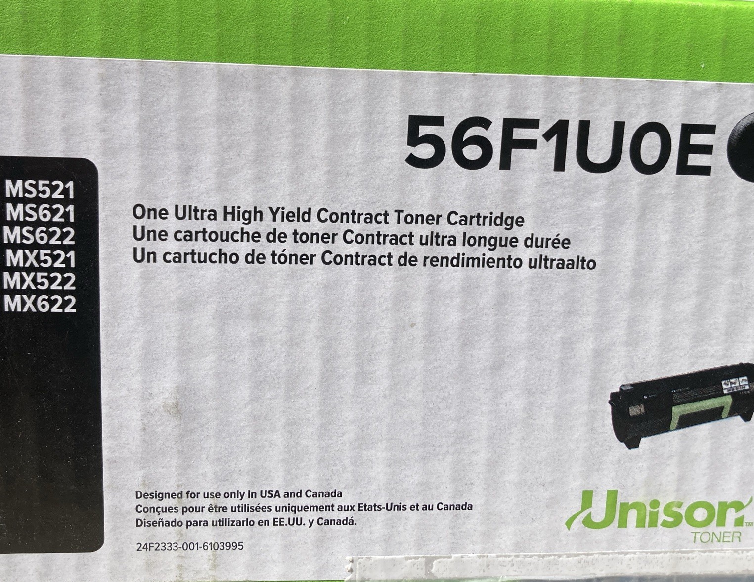 Lexmark 56F1U0E Black Ultra High Yield Corporate Toner Cartridge 25K Pages