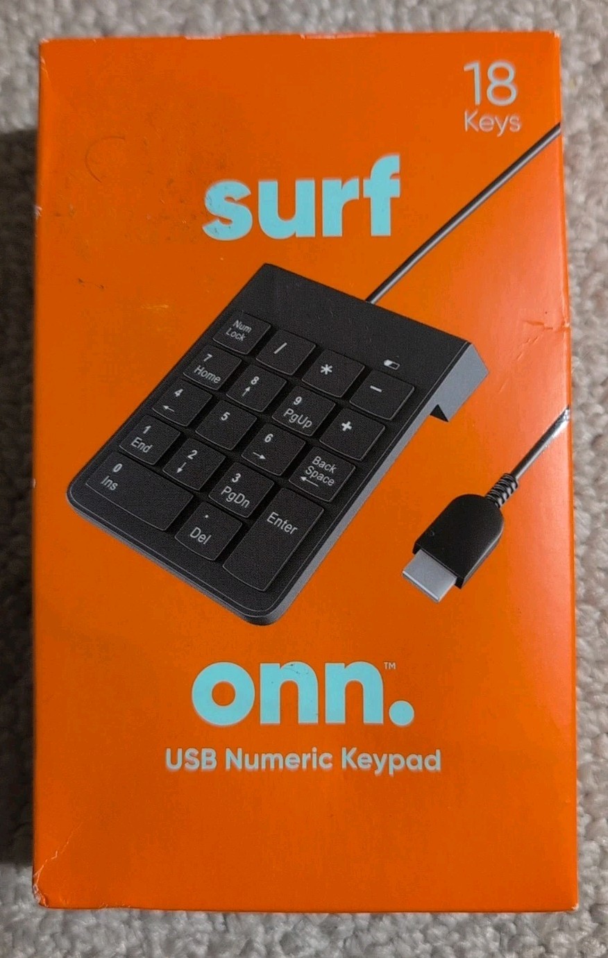 ONN USB Numeric Keypad 18 Key 5 Foot Cord Plug & Play PC & Mac Compatible 25
