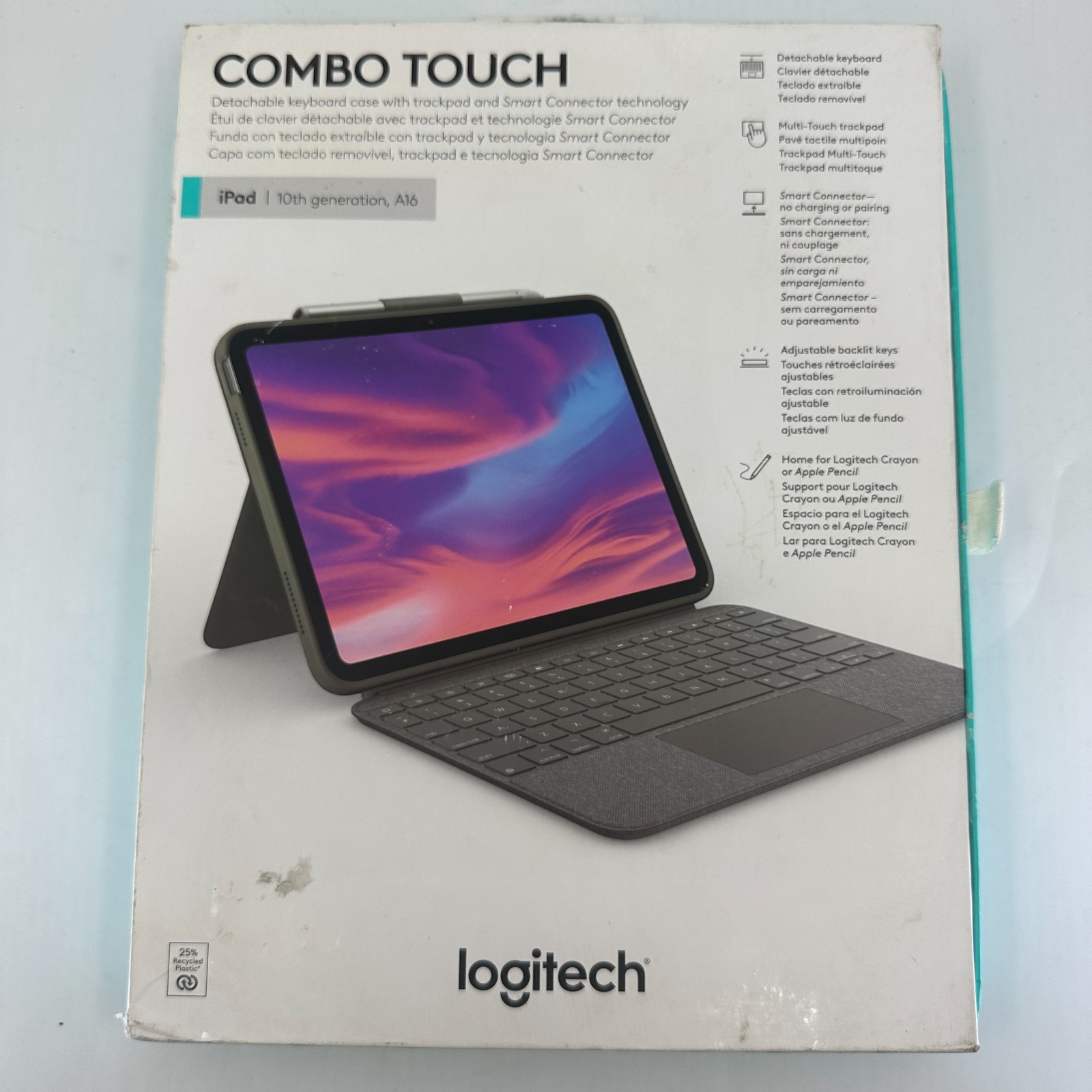 Logitech Combo Touch iPad 10th Gen Keyboard Case Oxford Grey
