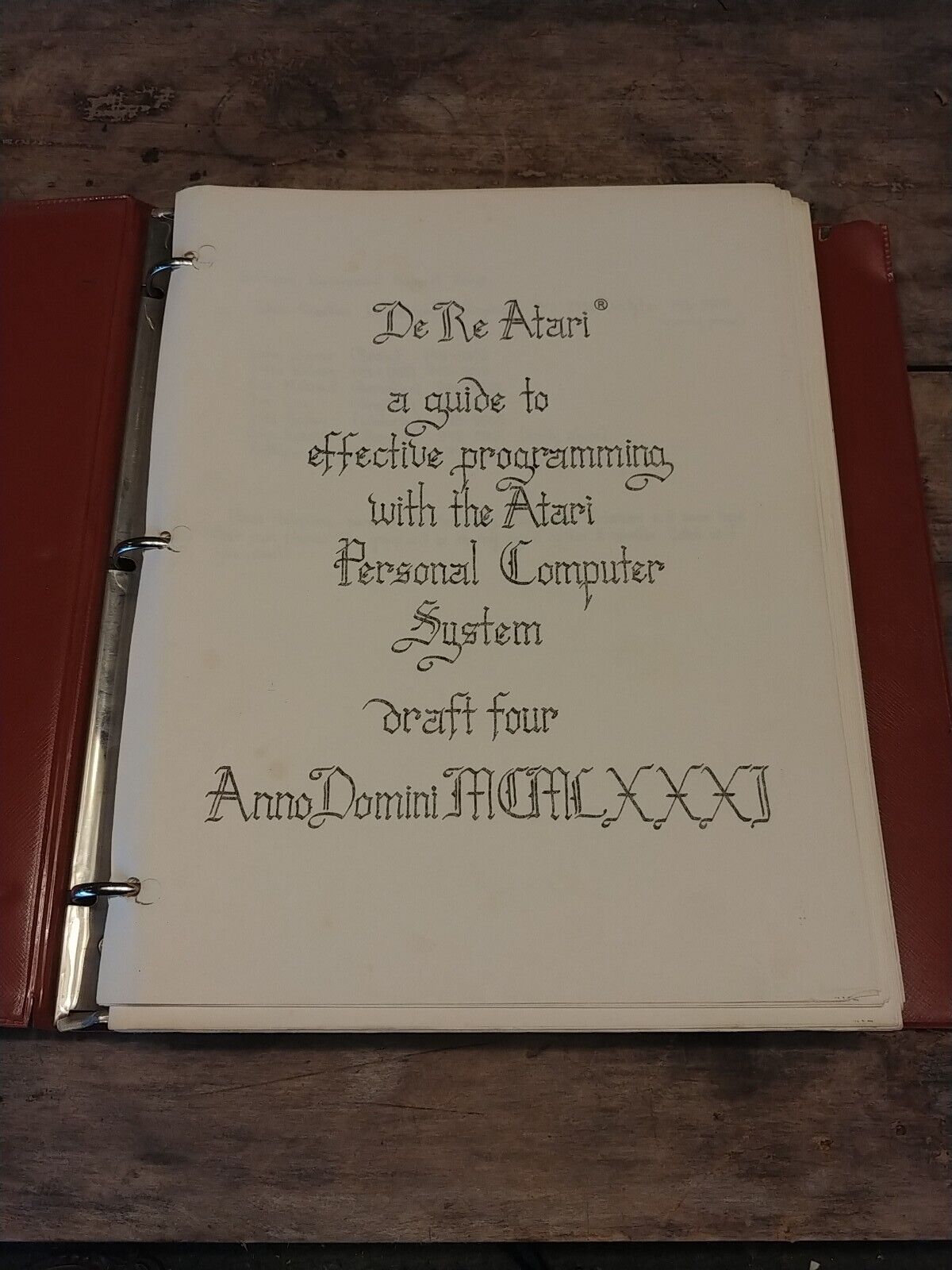De Re Atari Guide To Effective Programming W/Atari PC System Draft 4 1981 Rare