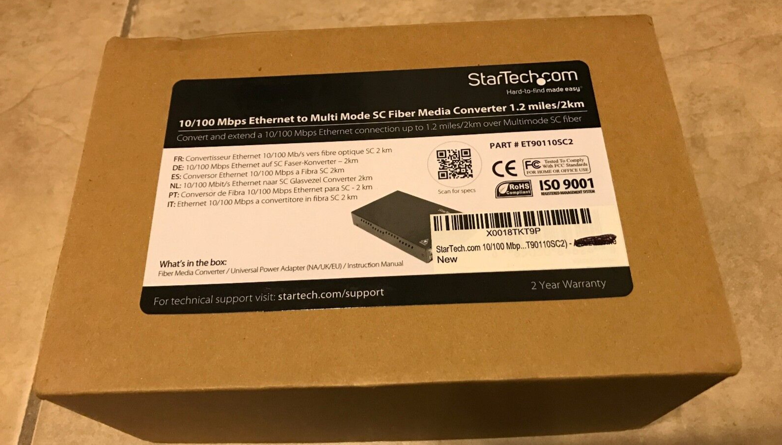 StarTech.com 10/100 Mbps Multi Mode Fiber Media Converter with SC 2 km NEW