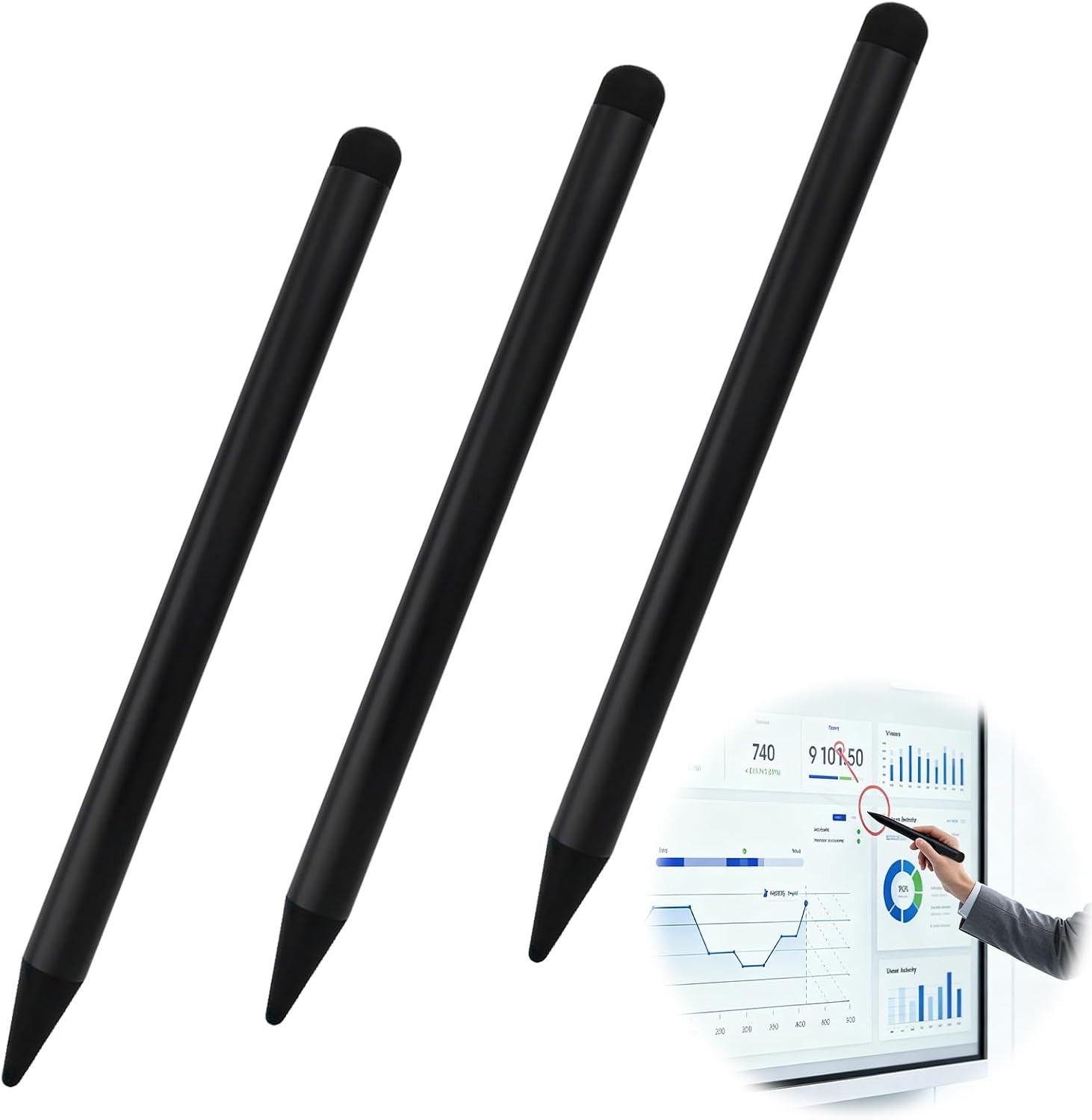 3 Pcs Smartboard Pen, 2-In-1 Dual Tip Infrared Screen Stylus Pen, High Sensitivi
