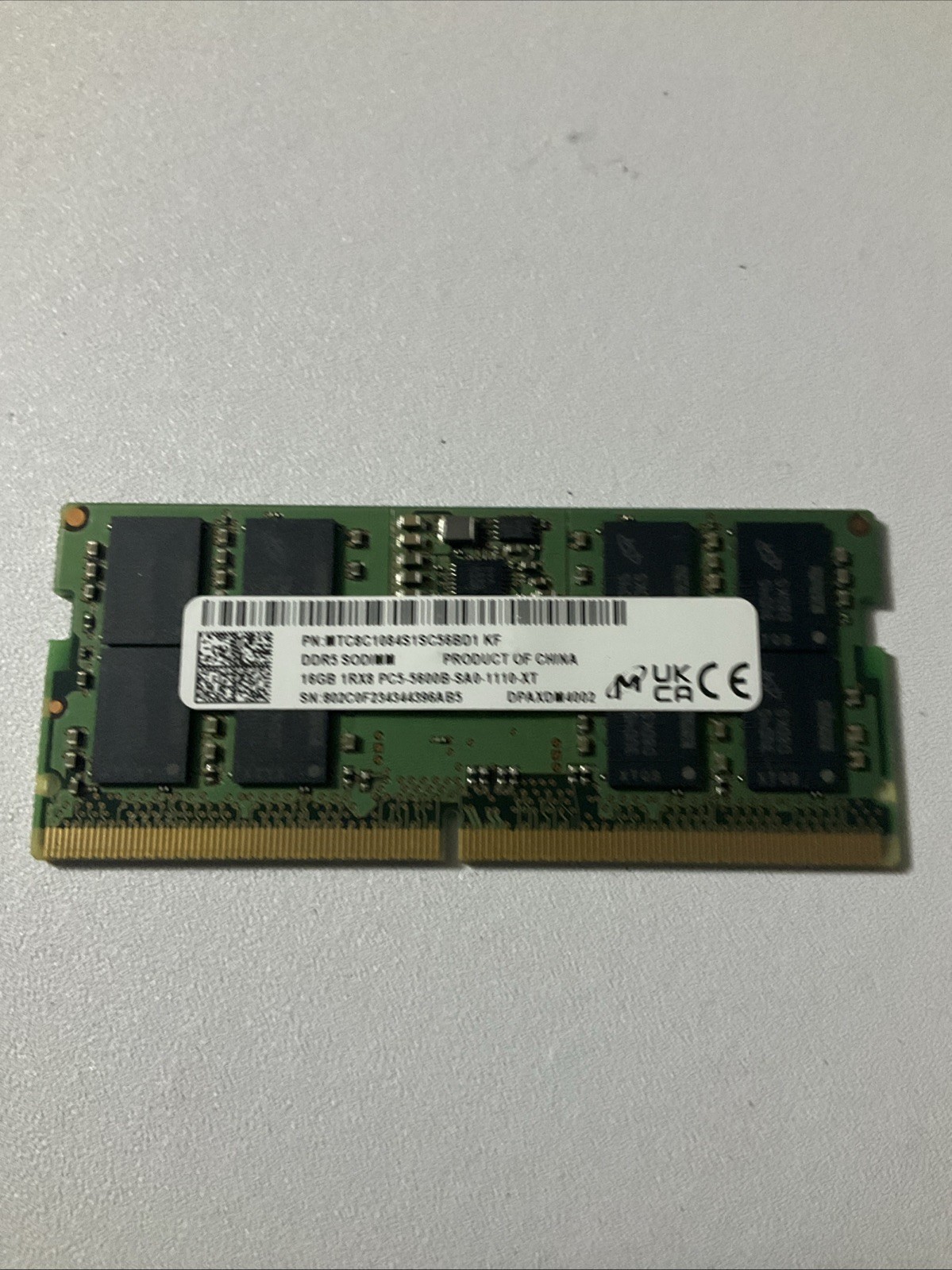 Micron 16GB DDR5 - PC5-5600 SODIMM Memory - MTC8C1084S1SC56BD1
